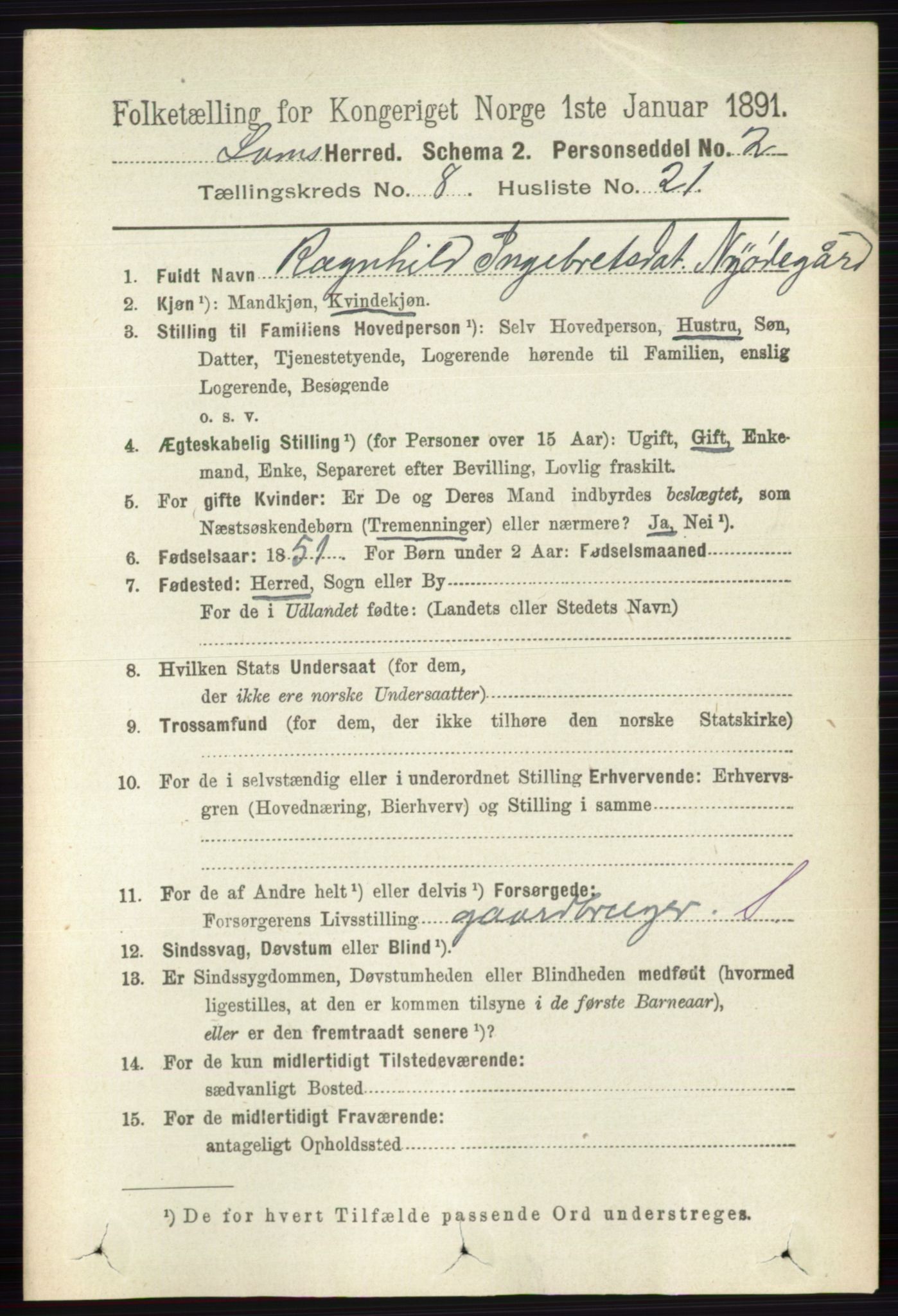 RA, 1891 census for 0514 Lom, 1891, p. 3217