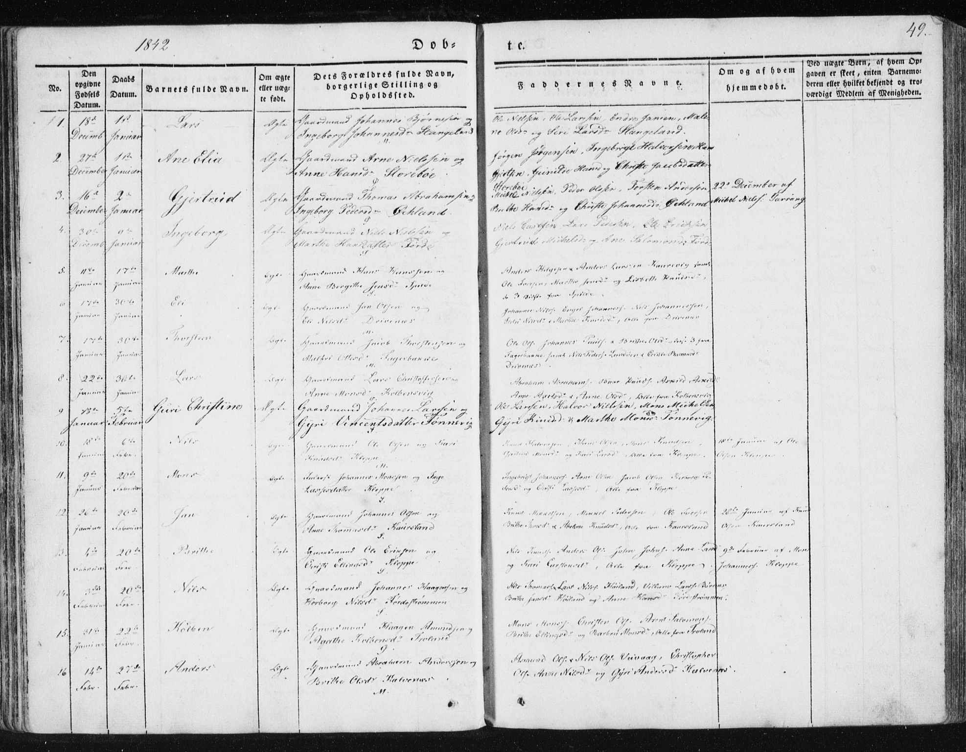 Sund sokneprestembete, AV/SAB-A-99930: Parish register (official) no. A 13, 1835-1849, p. 49