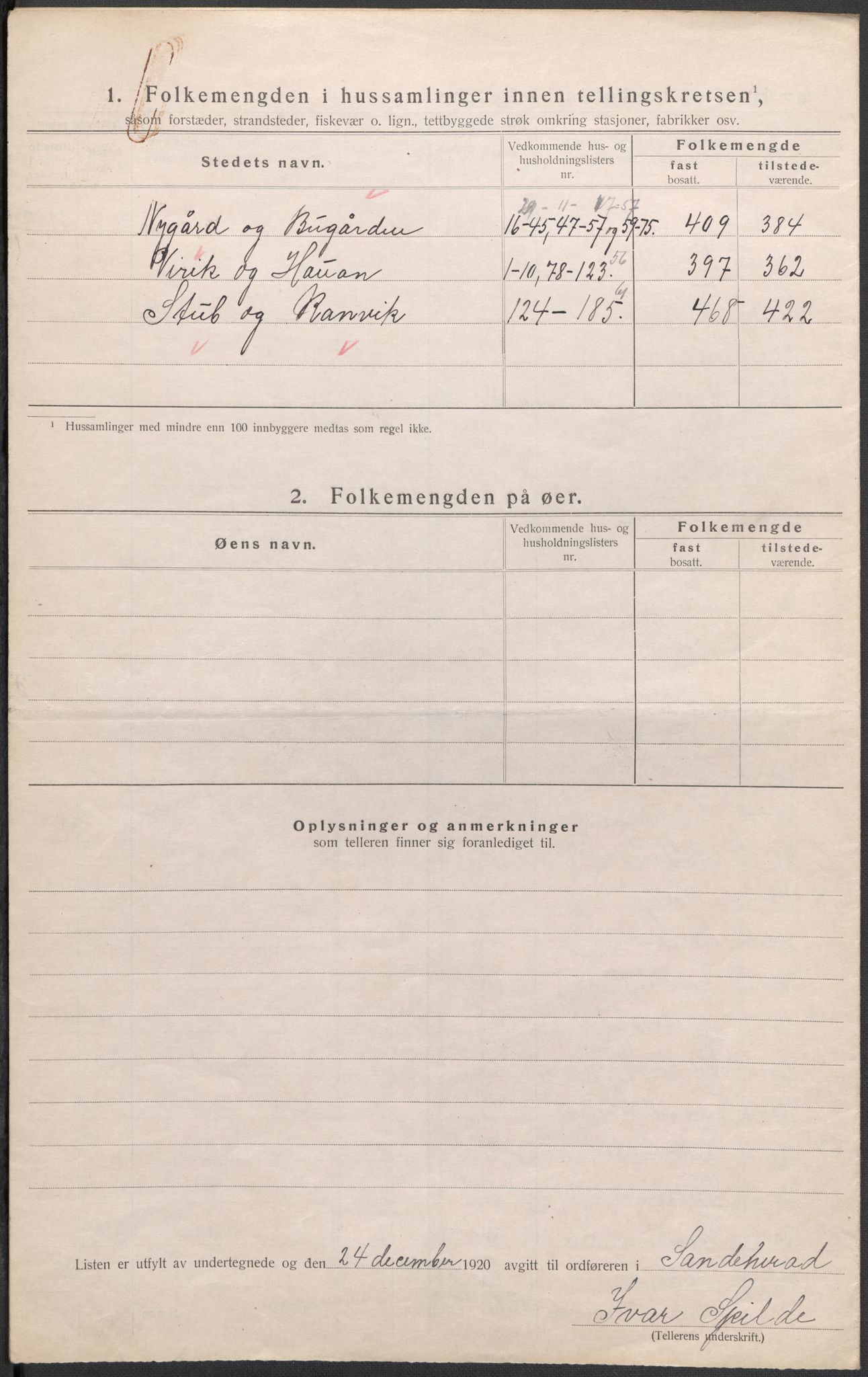 SAKO, 1920 census for Sandeherred, 1920, p. 67