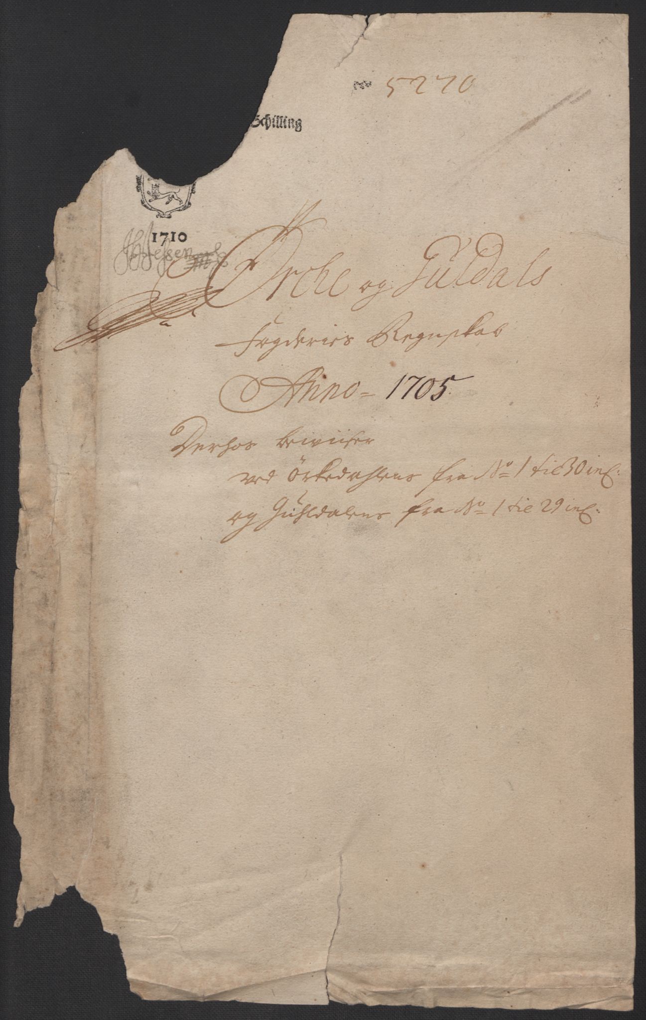 Rentekammeret inntil 1814, Reviderte regnskaper, Fogderegnskap, RA/EA-4092/R60/L3955: Fogderegnskap Orkdal og Gauldal, 1705, p. 255
