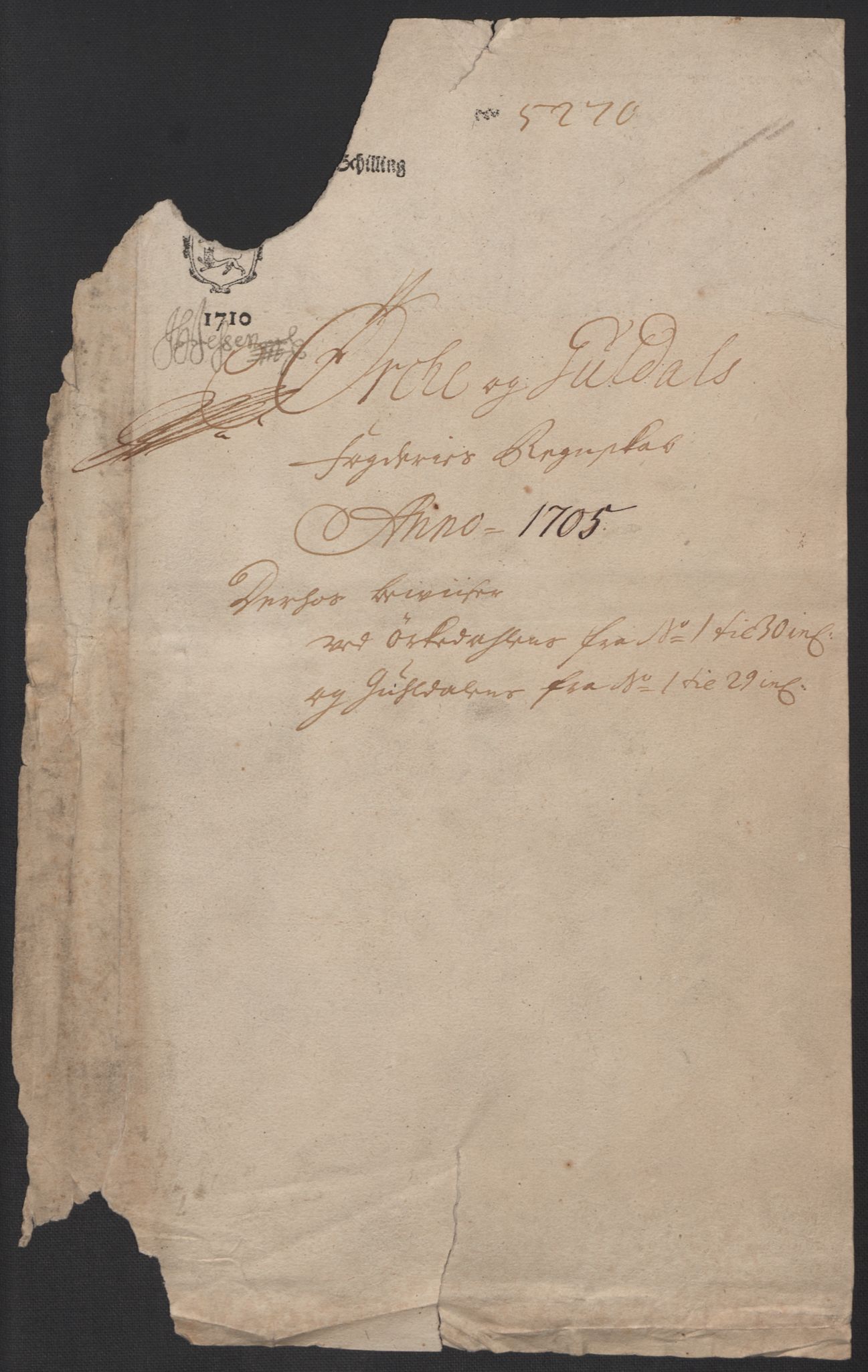 Rentekammeret inntil 1814, Reviderte regnskaper, Fogderegnskap, AV/RA-EA-4092/R60/L3955: Fogderegnskap Orkdal og Gauldal, 1705, p. 255
