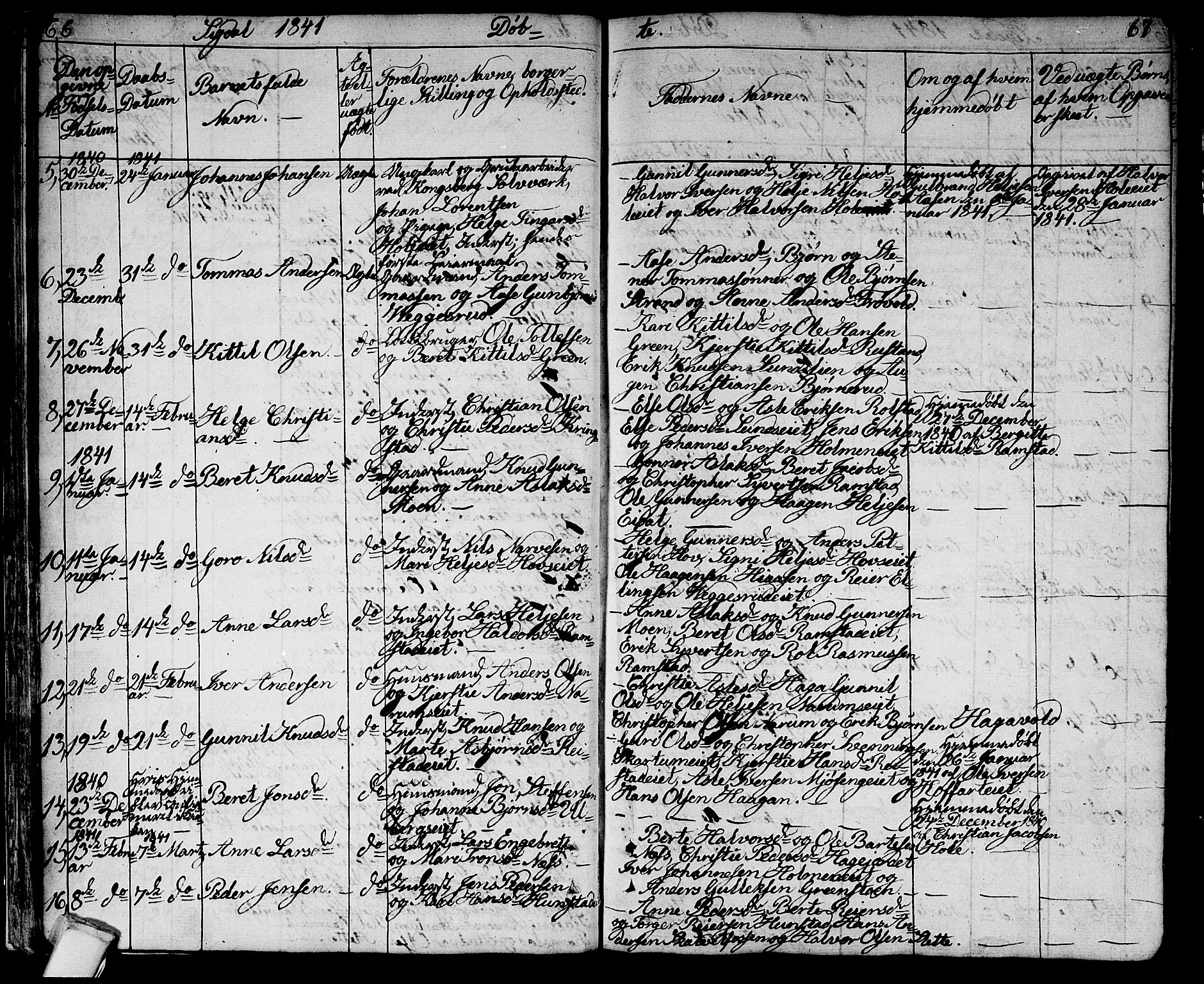 Sigdal kirkebøker, AV/SAKO-A-245/G/Ga/L0002: Parish register (copy) no. I 2, 1835-1856, p. 66-67