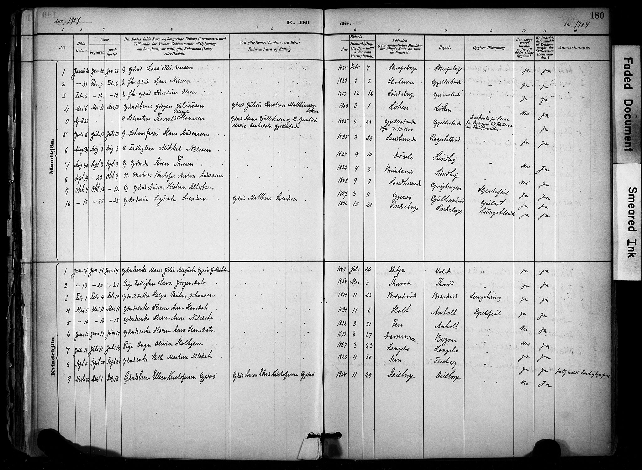 Stokke kirkebøker, SAKO/A-320/F/Fb/L0001: Parish register (official) no. II 1, 1884-1910, p. 180