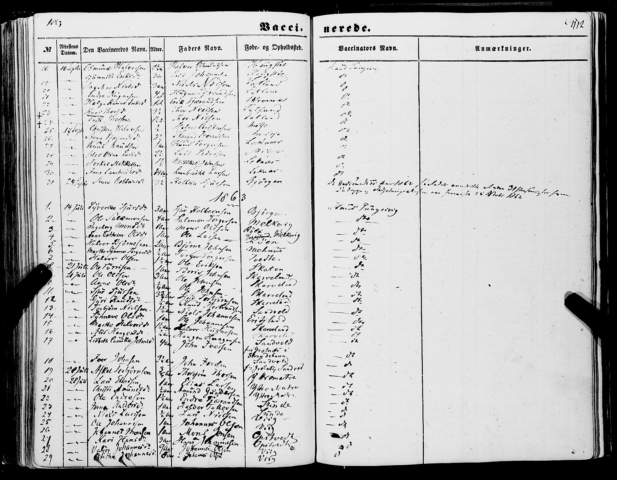 Skånevik sokneprestembete, SAB/A-77801/H/Haa: Parish register (official) no. A 5II, 1848-1869, p. 412