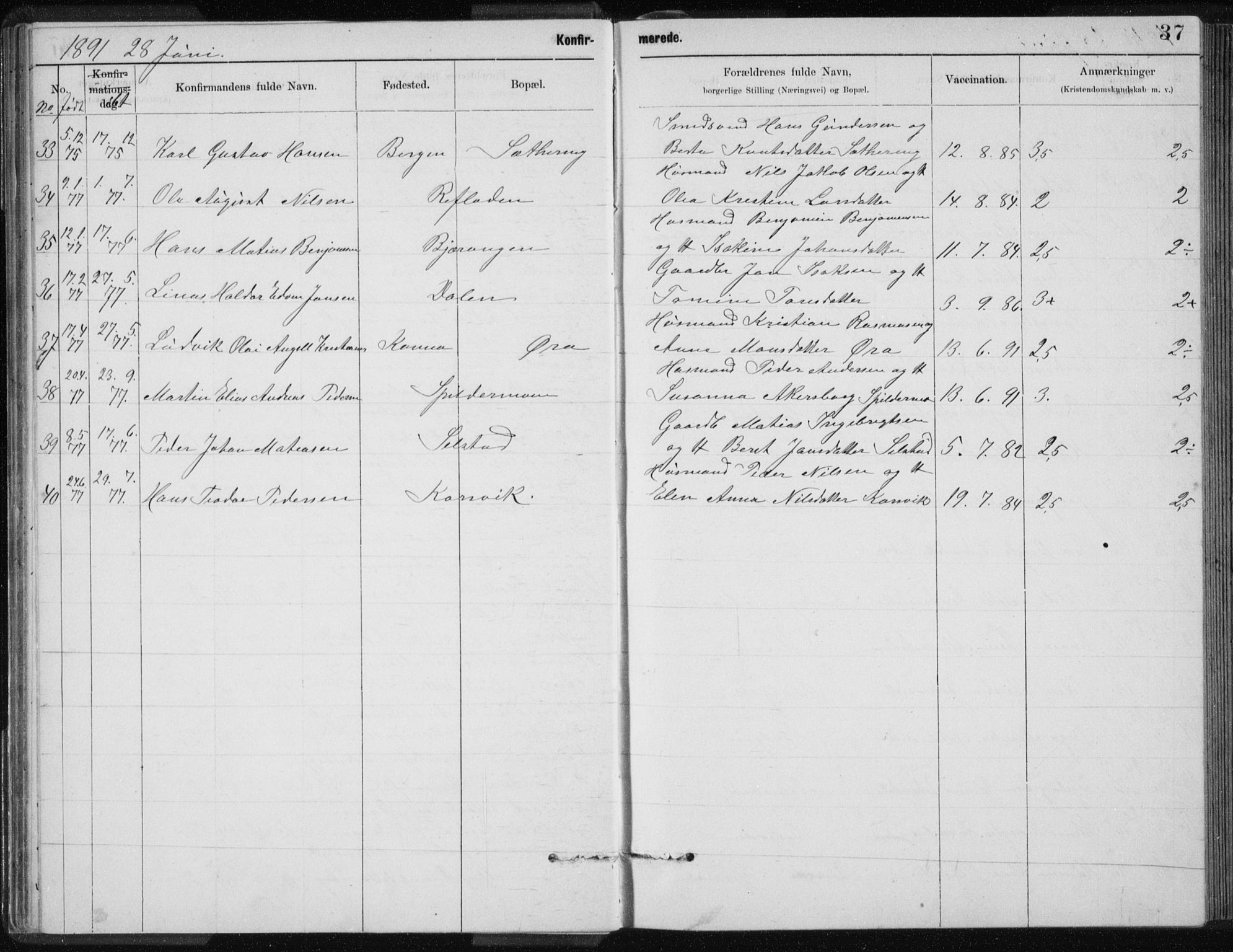 Ministerialprotokoller, klokkerbøker og fødselsregistre - Nordland, SAT/A-1459/843/L0637: Parish register (copy) no. 843C06, 1884-1908, p. 37