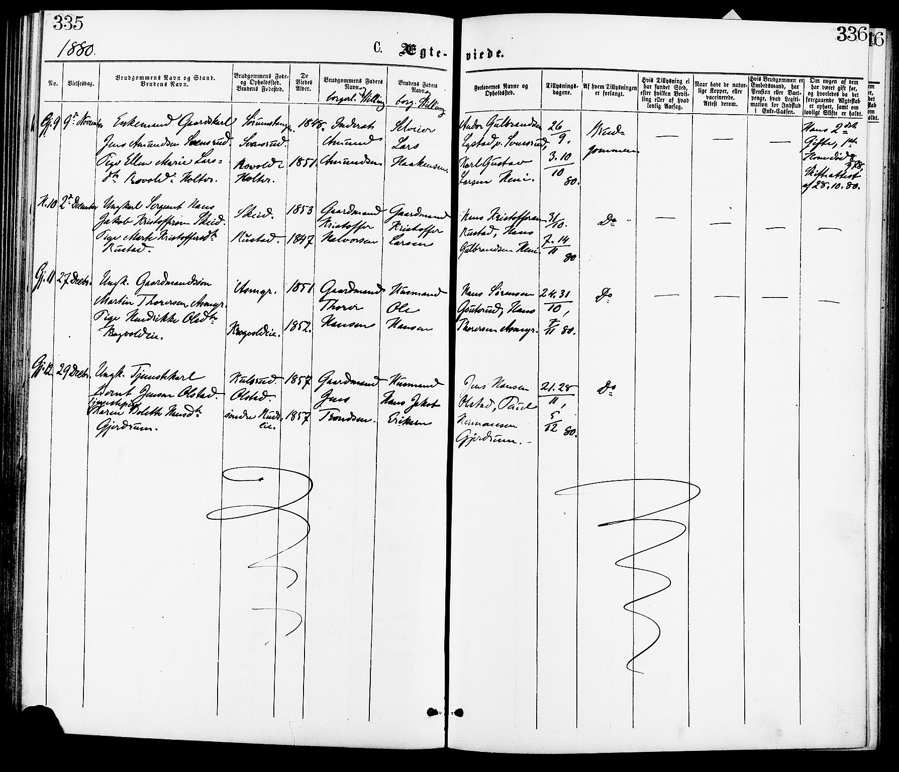 Gjerdrum prestekontor Kirkebøker, AV/SAO-A-10412b/F/Fa/L0008: Parish register (official) no. I 8, 1867-1880, p. 335-336