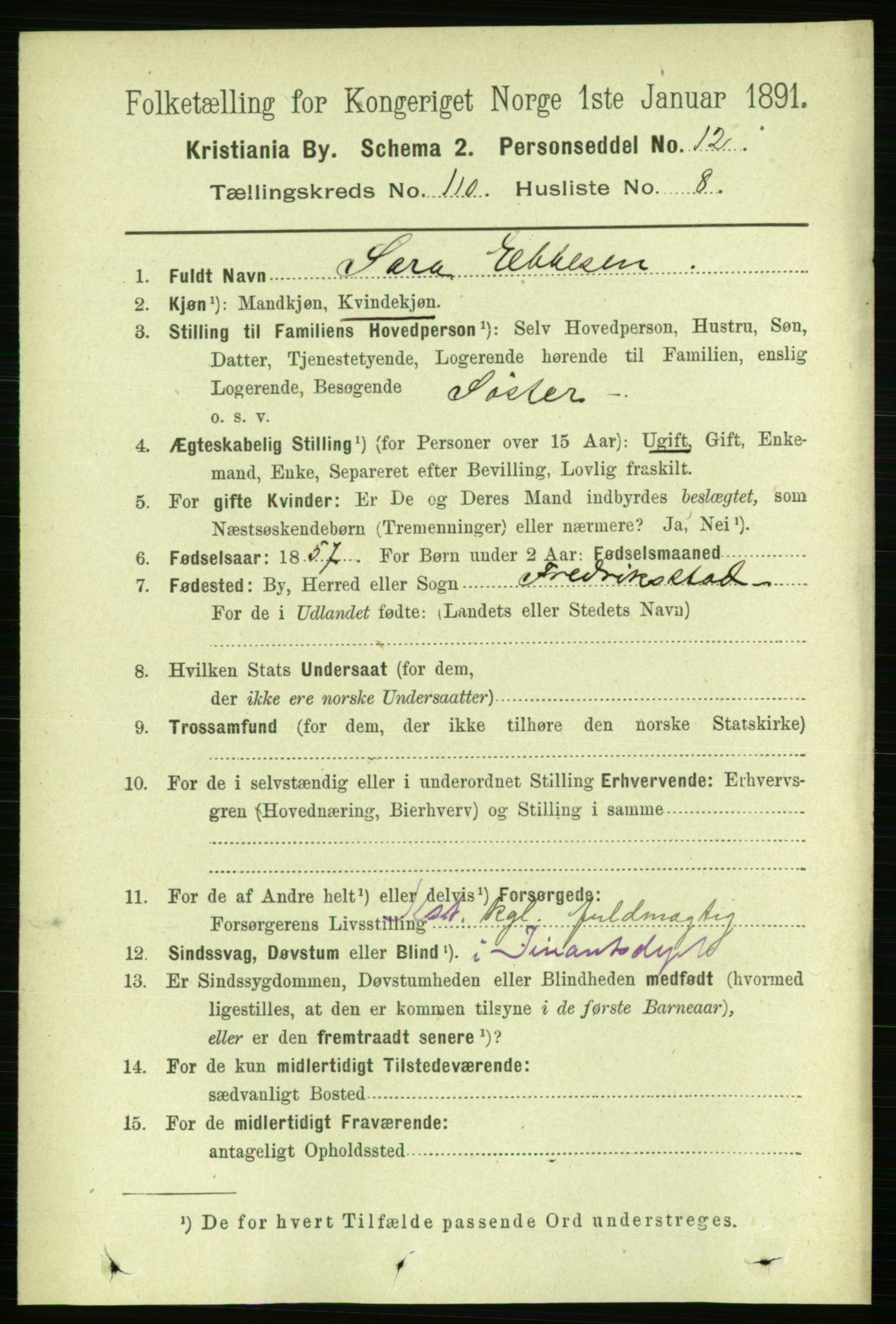 RA, 1891 census for 0301 Kristiania, 1891, p. 57369