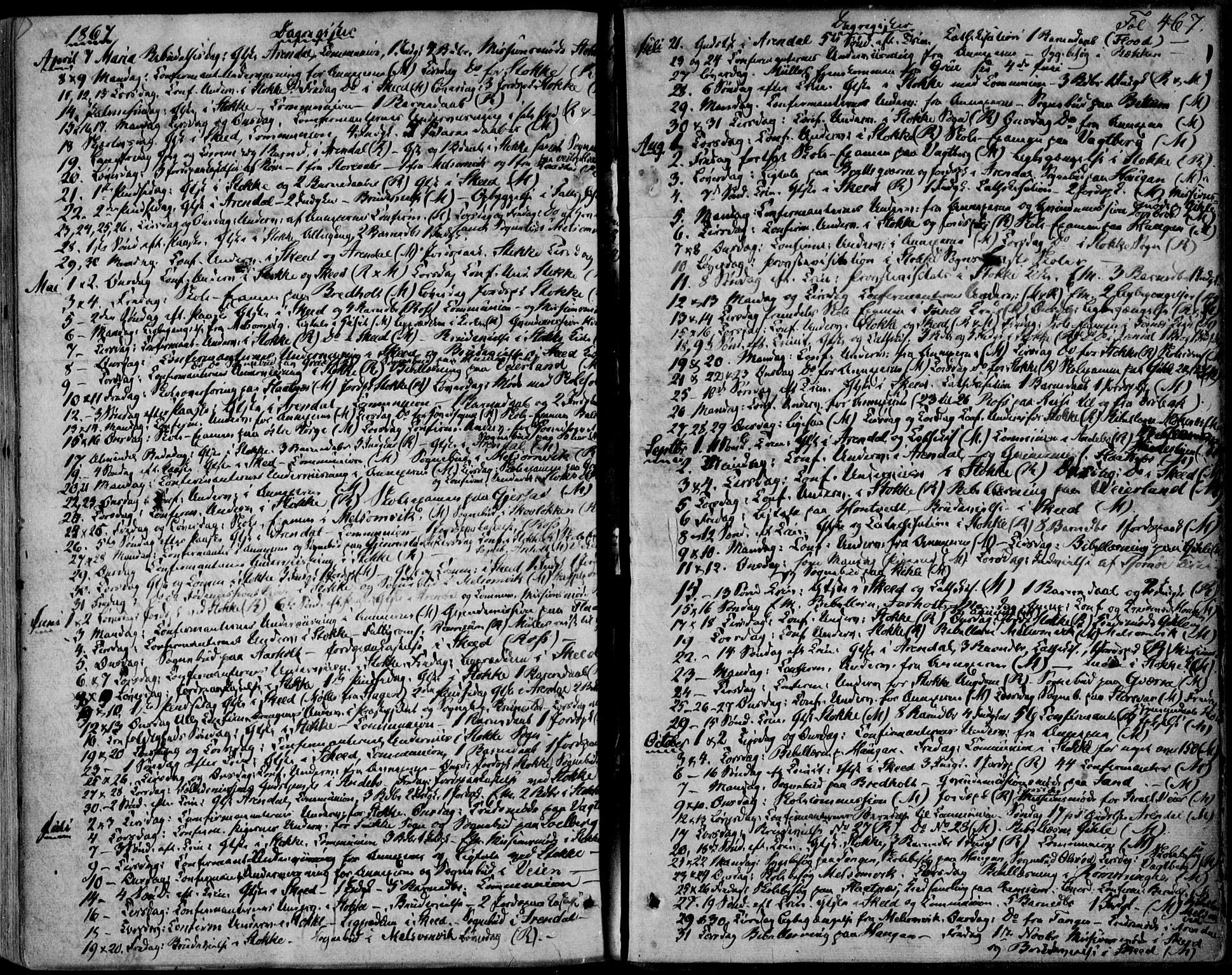 Stokke kirkebøker, SAKO/A-320/F/Fa/L0008: Parish register (official) no. I 8, 1858-1871, p. 467