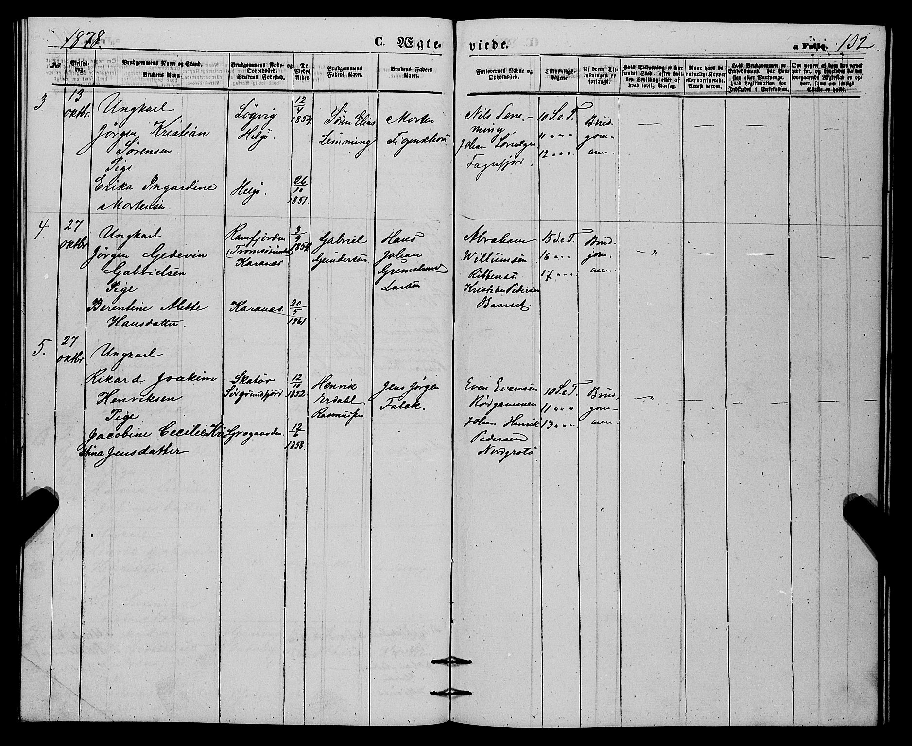 Karlsøy sokneprestembete, AV/SATØ-S-1299/H/Ha/Haa/L0010kirke: Parish register (official) no. 10, 1867-1878, p. 132