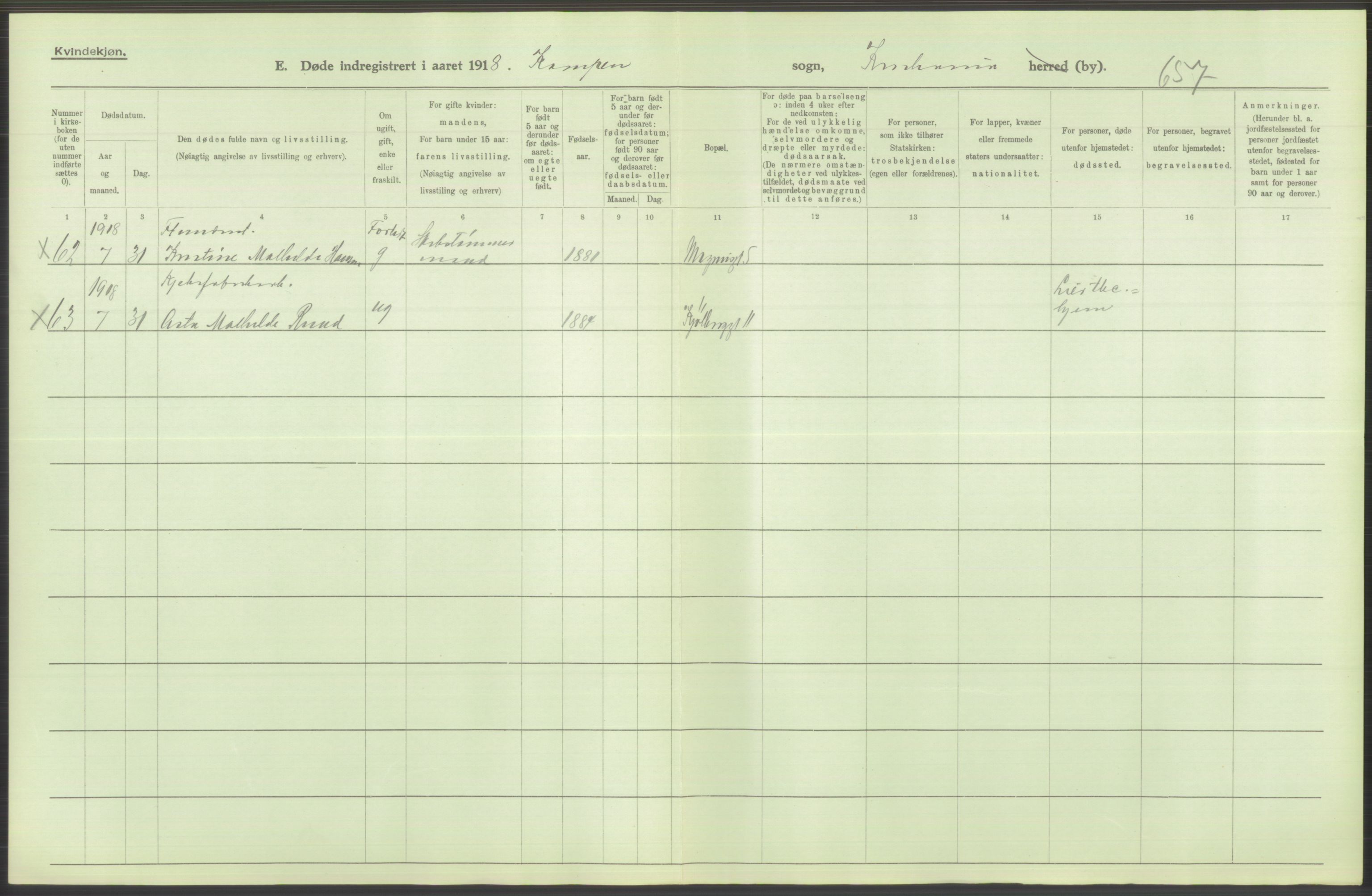 Statistisk sentralbyrå, Sosiodemografiske emner, Befolkning, AV/RA-S-2228/D/Df/Dfb/Dfbh/L0011: Kristiania: Døde, dødfødte, 1918, p. 548