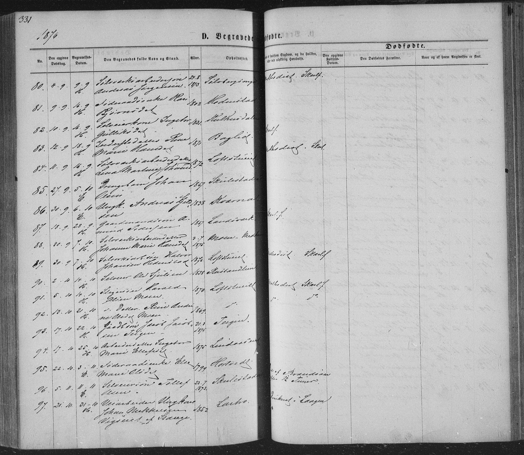 Sandsvær kirkebøker, AV/SAKO-A-244/F/Fa/L0007: Parish register (official) no. I 7, 1869-1877, p. 331