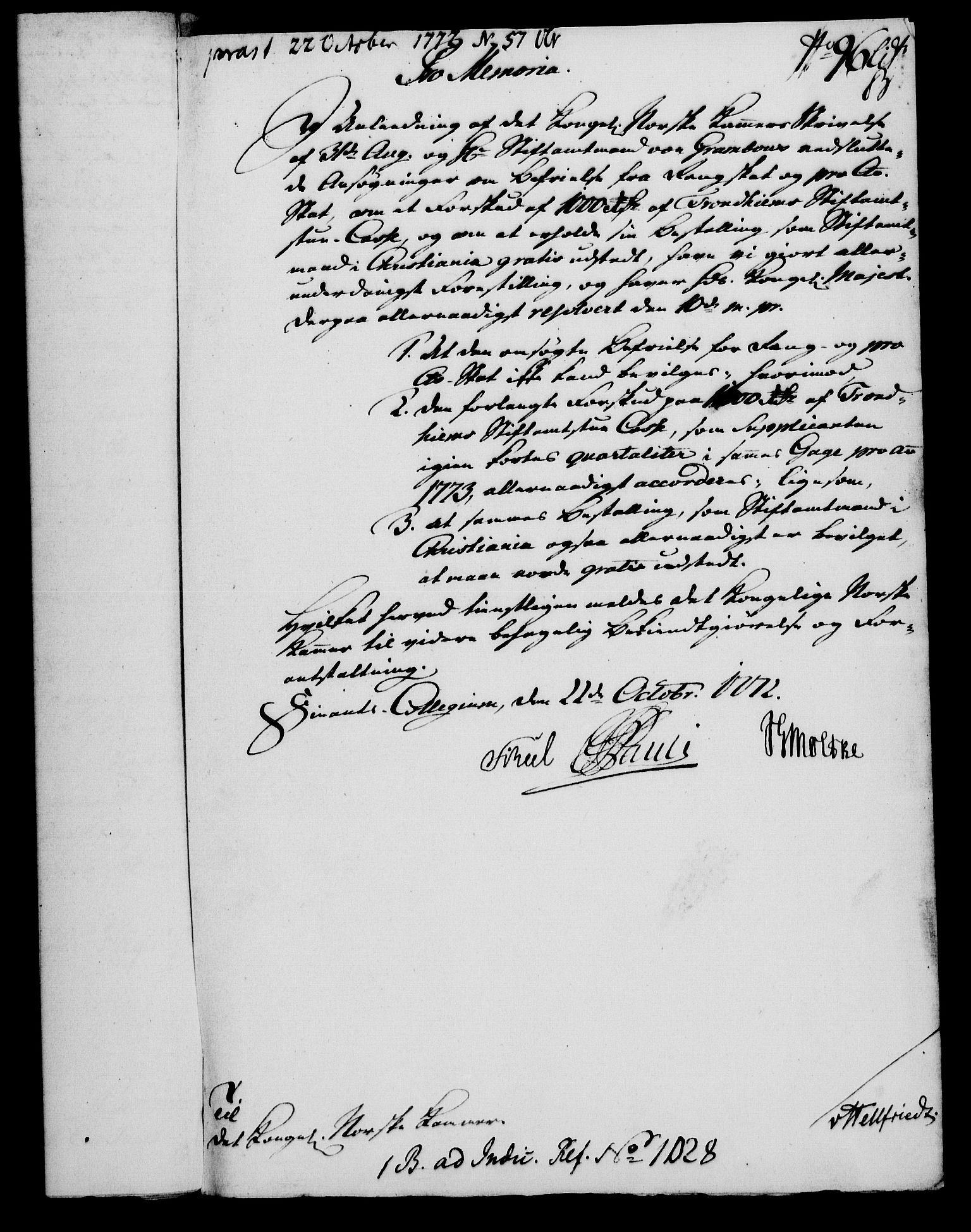 Rentekammeret, Kammerkanselliet, RA/EA-3111/G/Gf/Gfa/L0054: Norsk relasjons- og resolusjonsprotokoll (merket RK 52.54), 1771-1772, p. 595