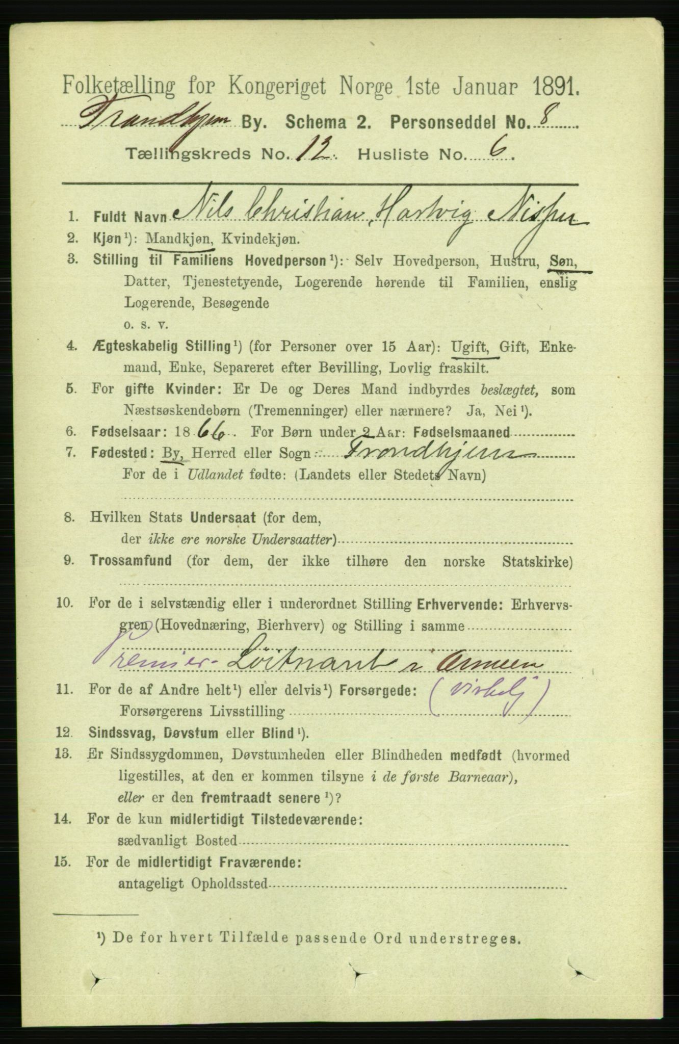 RA, 1891 census for 1601 Trondheim, 1891, p. 9524