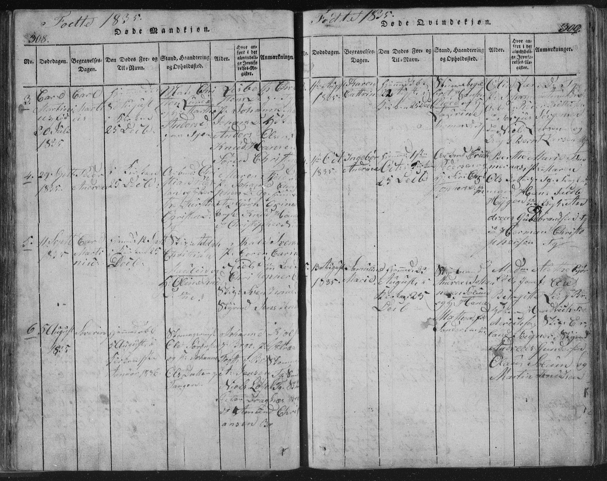 Strømsø kirkebøker, AV/SAKO-A-246/F/Fb/L0004: Parish register (official) no. II 4, 1814-1843, p. 308-309