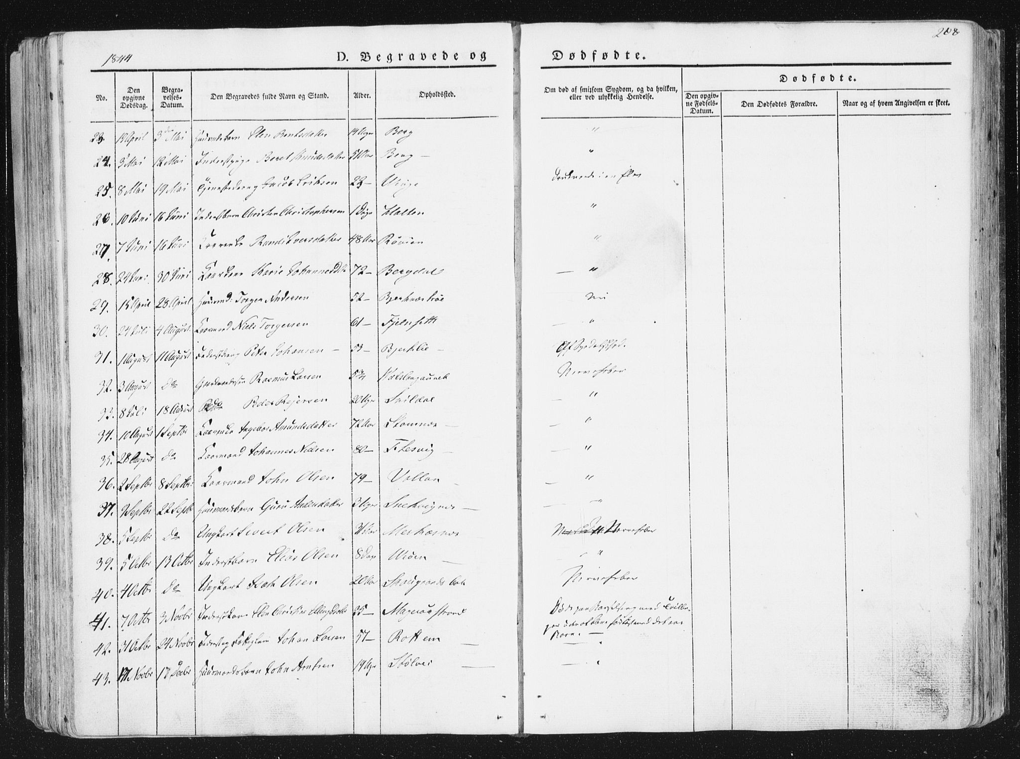 Ministerialprotokoller, klokkerbøker og fødselsregistre - Sør-Trøndelag, SAT/A-1456/630/L0493: Parish register (official) no. 630A06, 1841-1851, p. 208