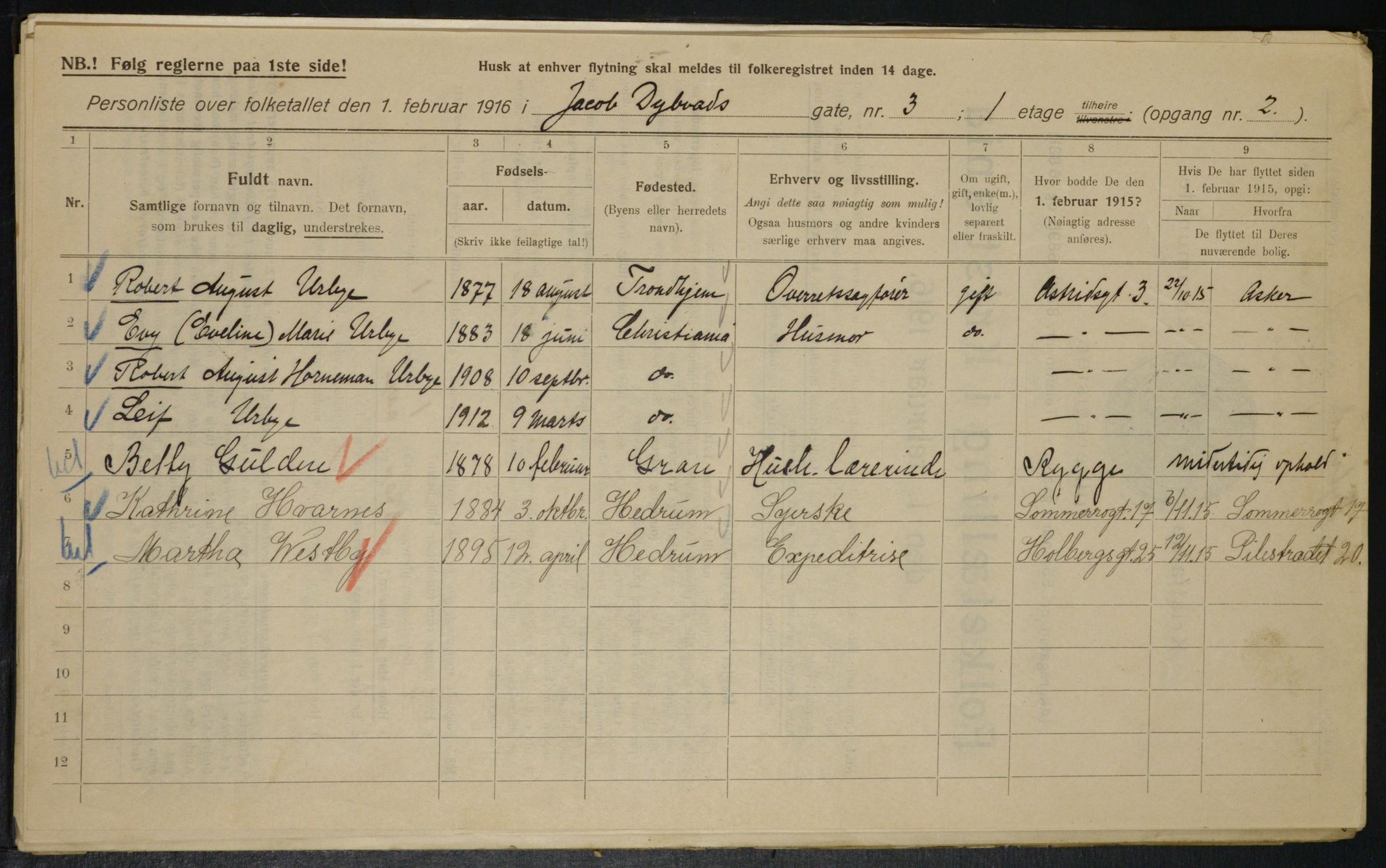 OBA, Municipal Census 1916 for Kristiania, 1916, p. 17559