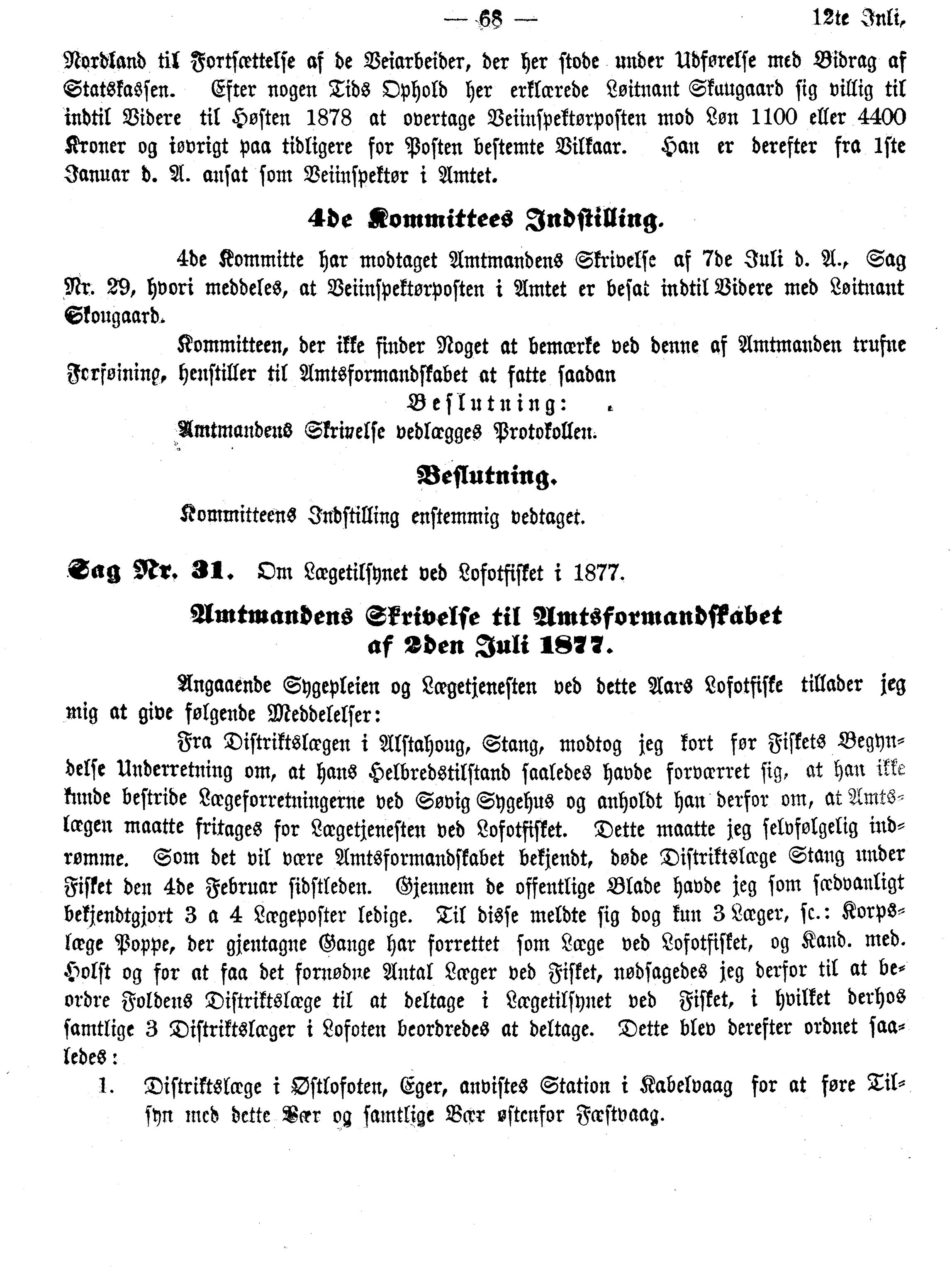 Nordland Fylkeskommune. Fylkestinget, AIN/NFK-17/176/A/Ac/L0010: Fylkestingsforhandlinger 1874-1880, 1874-1880