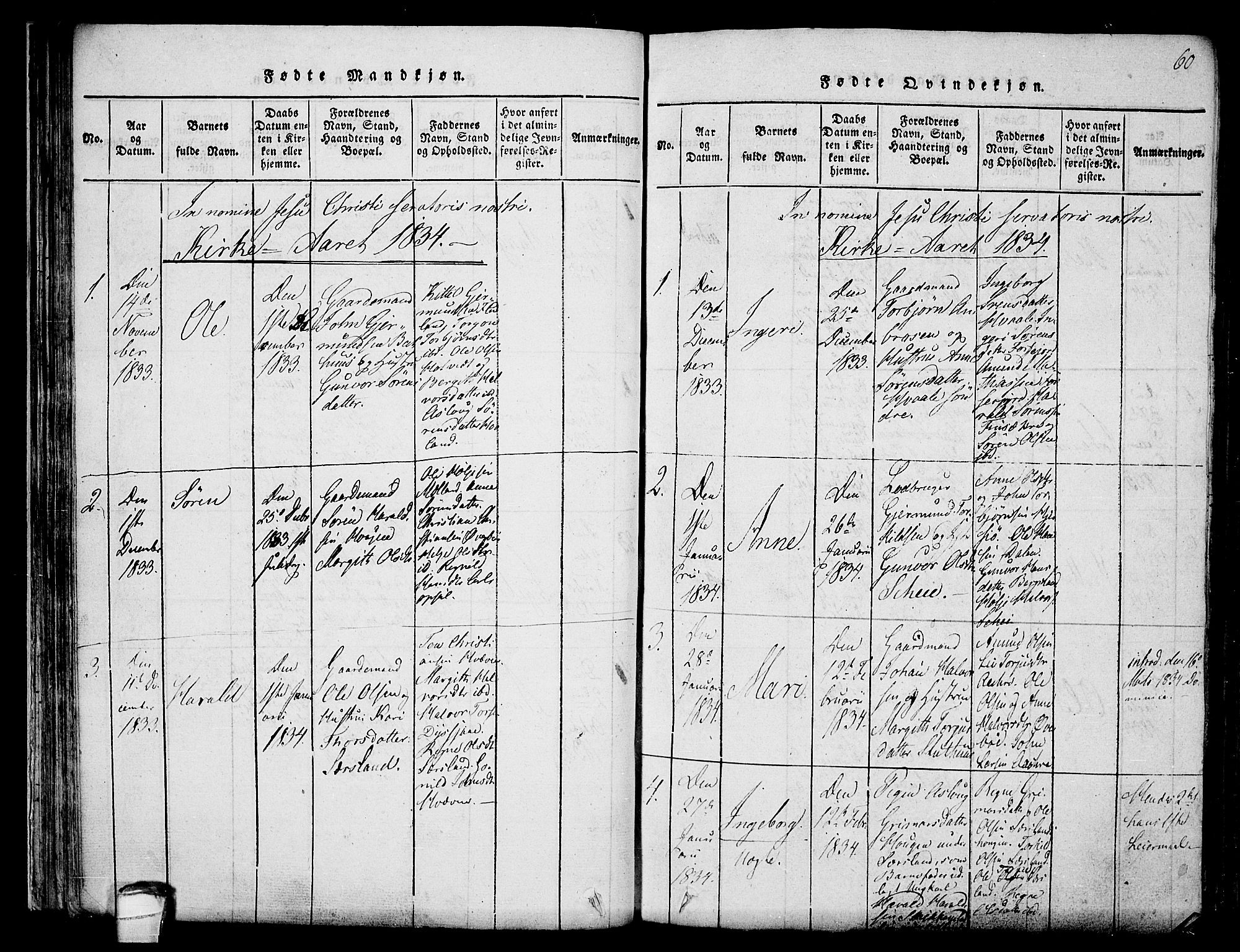 Hjartdal kirkebøker, SAKO/A-270/F/Fa/L0007: Parish register (official) no. I 7, 1815-1843, p. 60