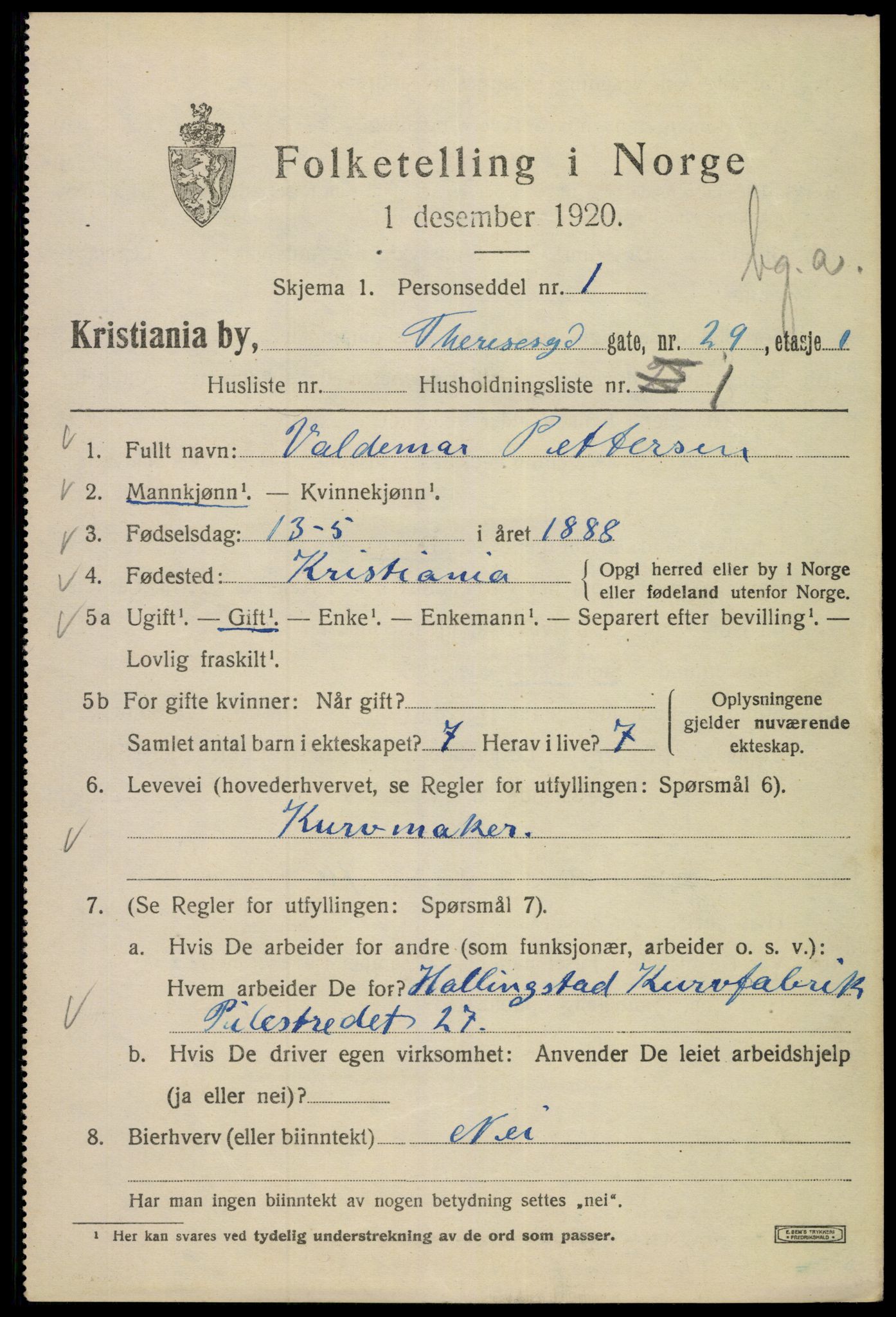 SAO, 1920 census for Kristiania, 1920, p. 569019