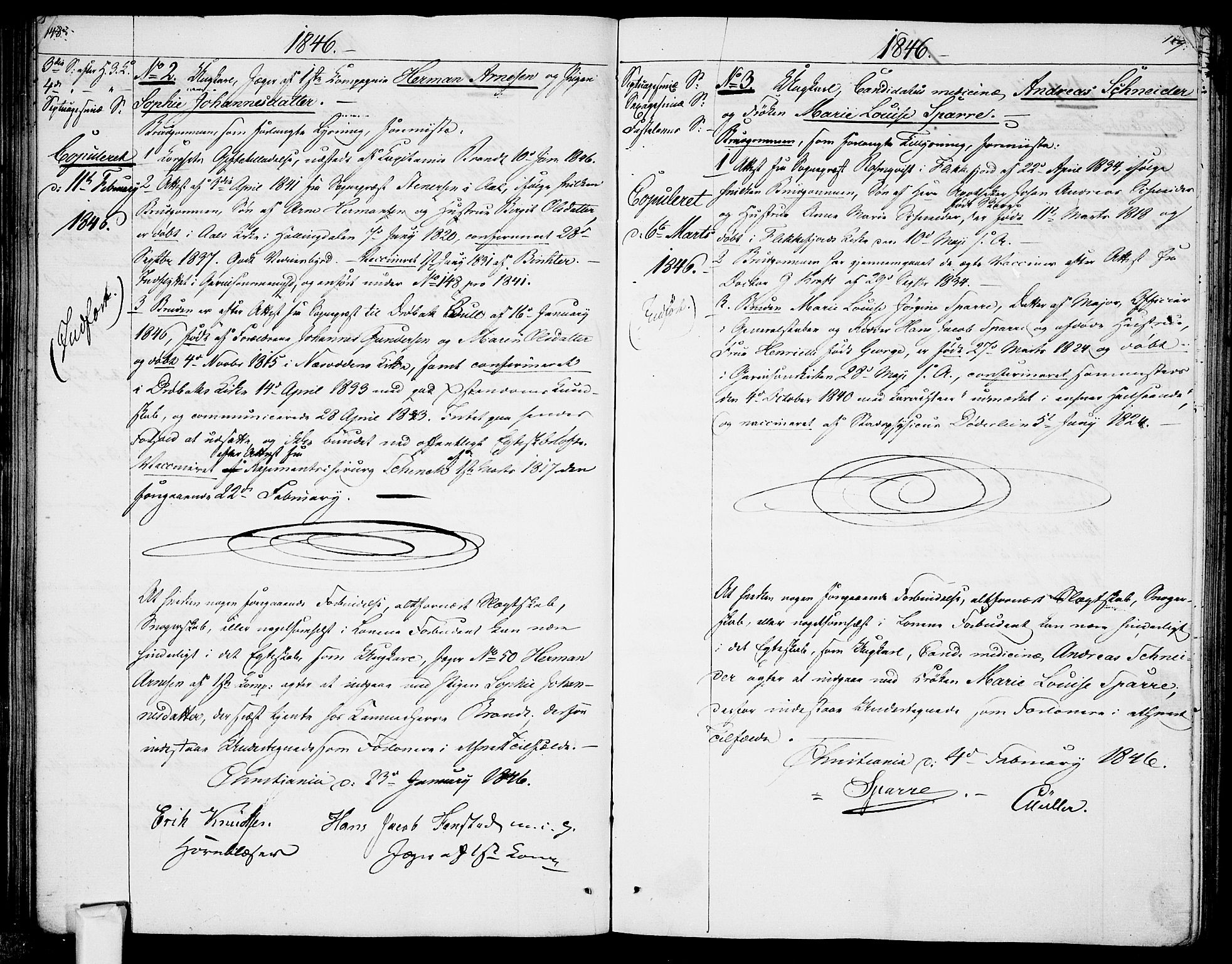 Garnisonsmenigheten Kirkebøker, AV/SAO-A-10846/H/Ha/L0005: Banns register no. I 5, 1844-1856, p. 148-149