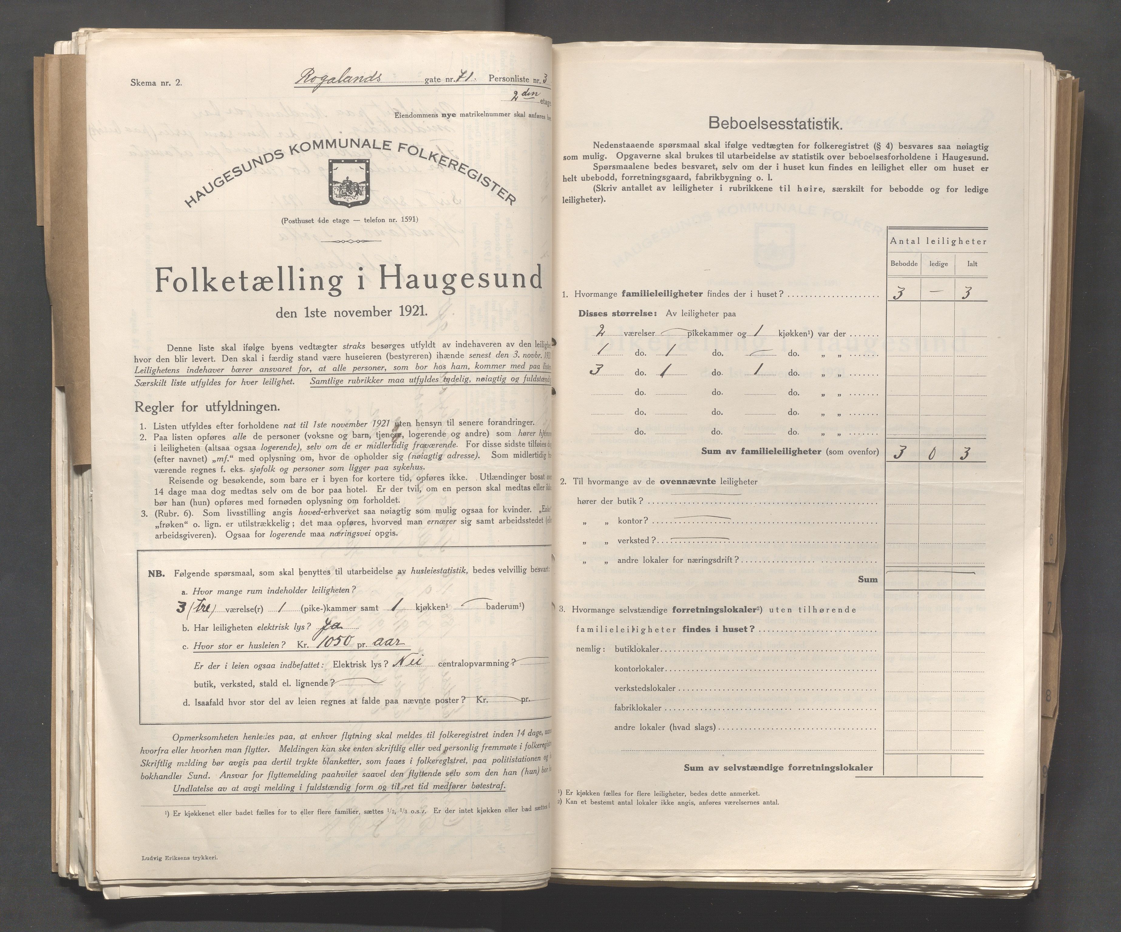 IKAR, Local census 1.11.1921 for Haugesund, 1921, p. 3280