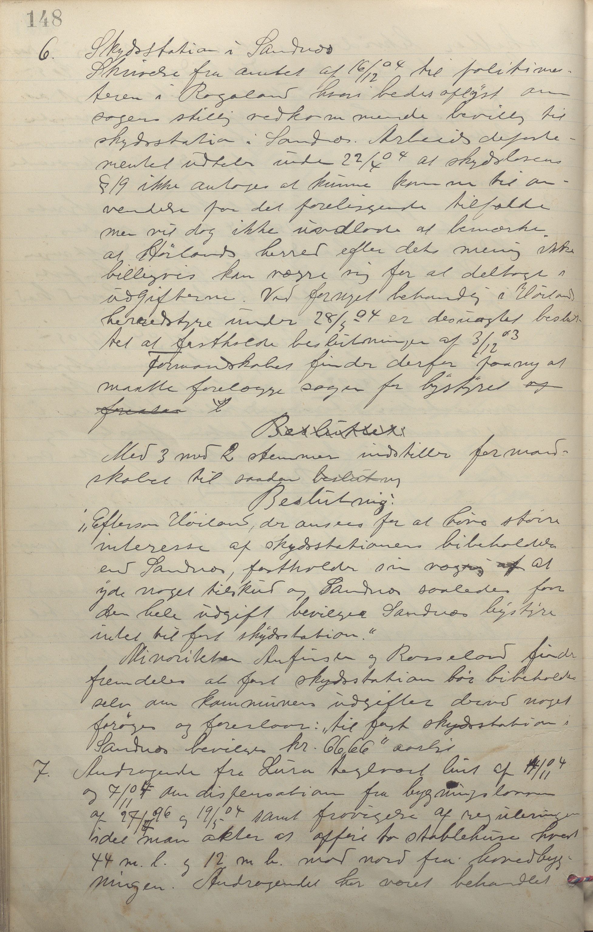 Sandnes kommune - Formannskapet og Bystyret, IKAR/K-100188/Aa/L0006: Møtebok, 1902-1909, p. 148