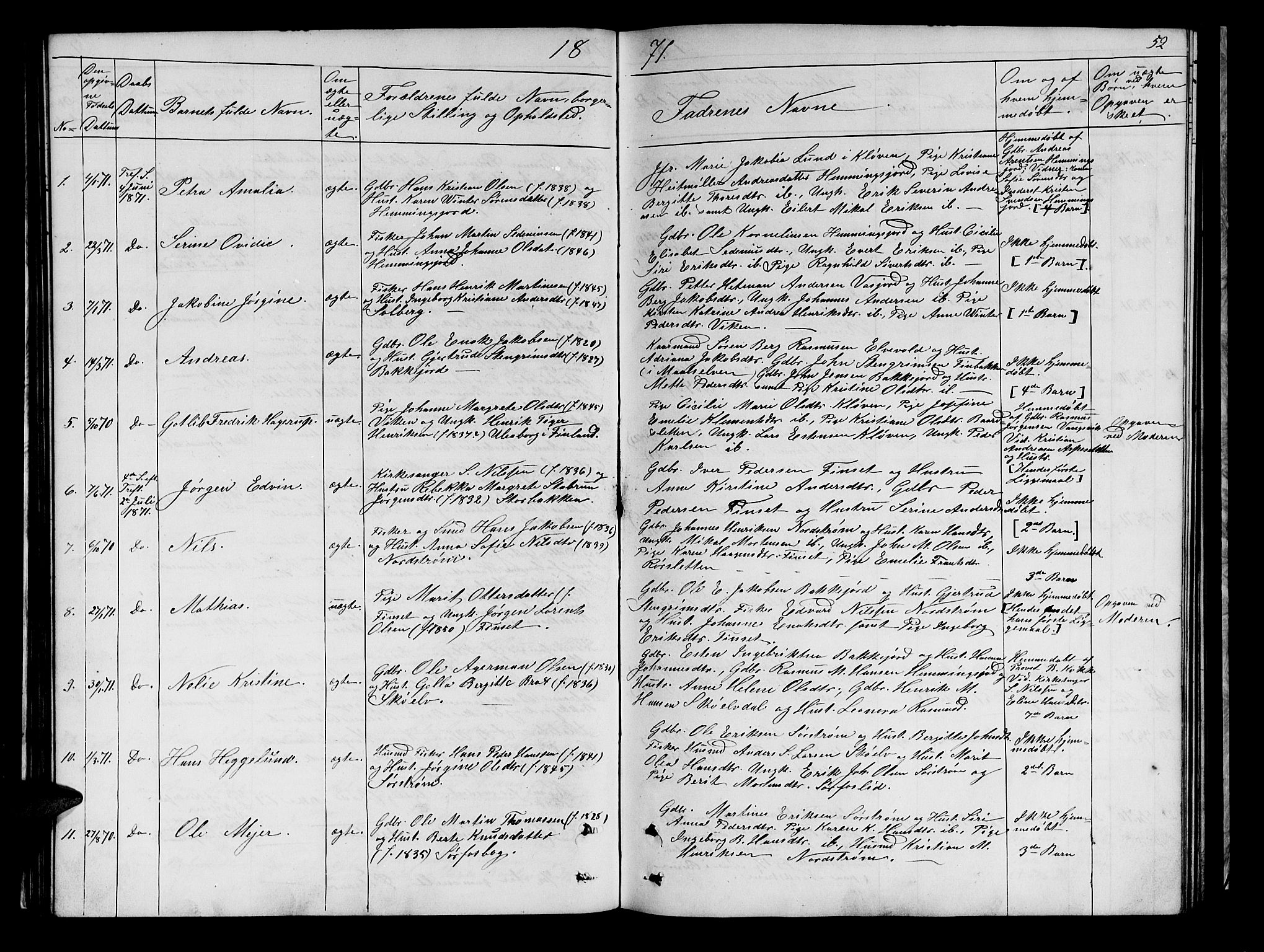 Tranøy sokneprestkontor, SATØ/S-1313/I/Ia/Iab/L0021klokker: Parish register (copy) no. 21, 1861-1886, p. 52