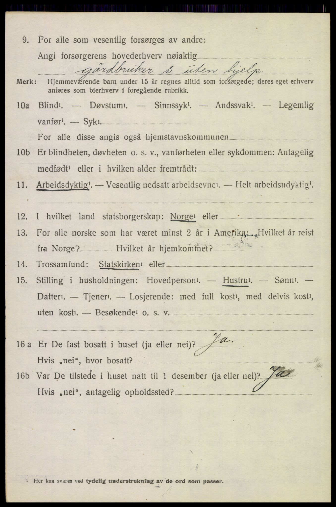 SAH, 1920 census for Tynset, 1920, p. 3131