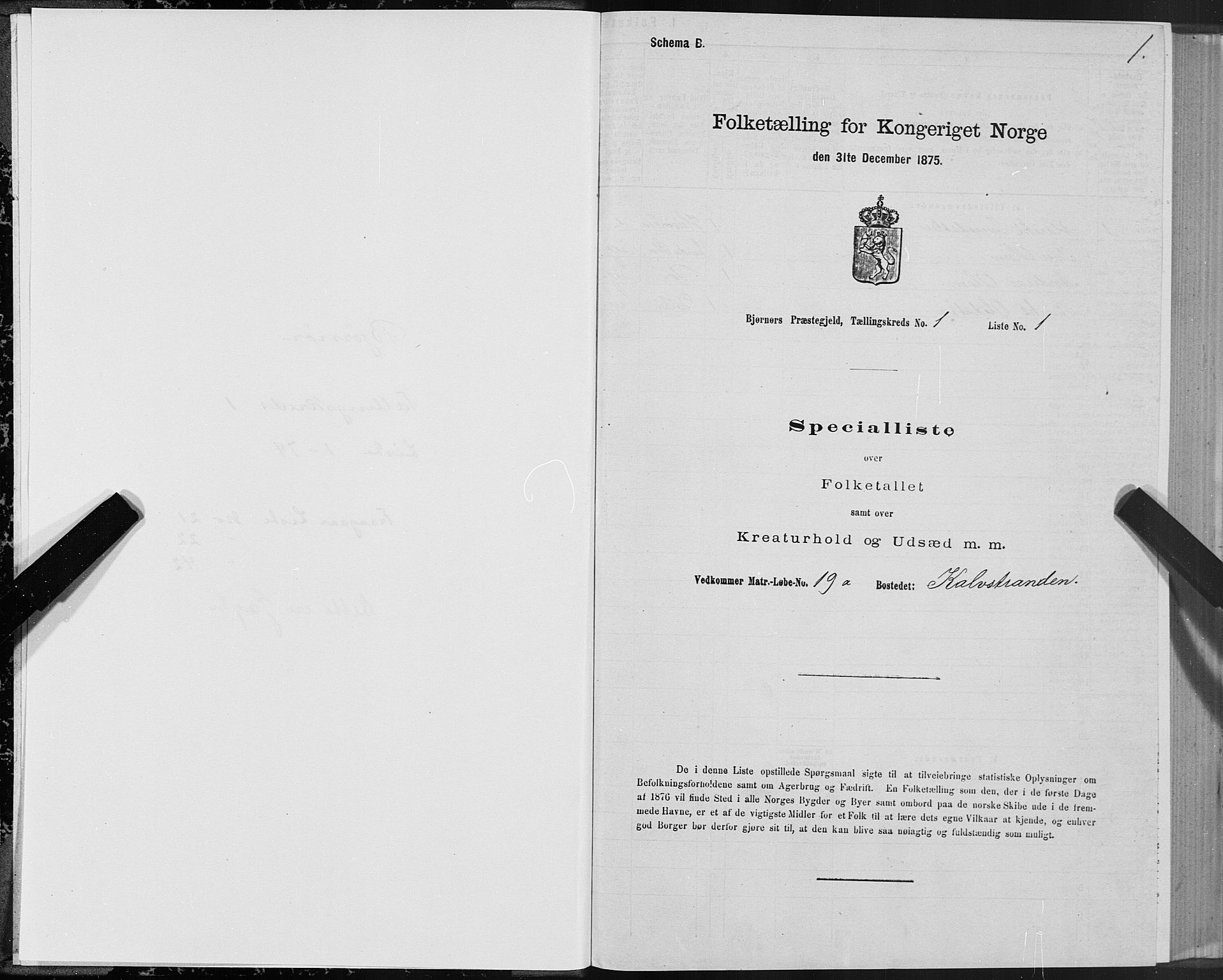 SAT, 1875 census for 1632P Bjørnør, 1875, p. 1001