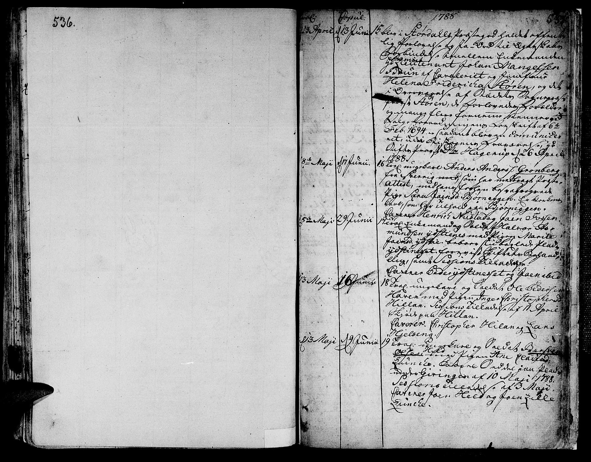 Ministerialprotokoller, klokkerbøker og fødselsregistre - Nord-Trøndelag, AV/SAT-A-1458/709/L0059: Parish register (official) no. 709A06, 1781-1797, p. 536-537