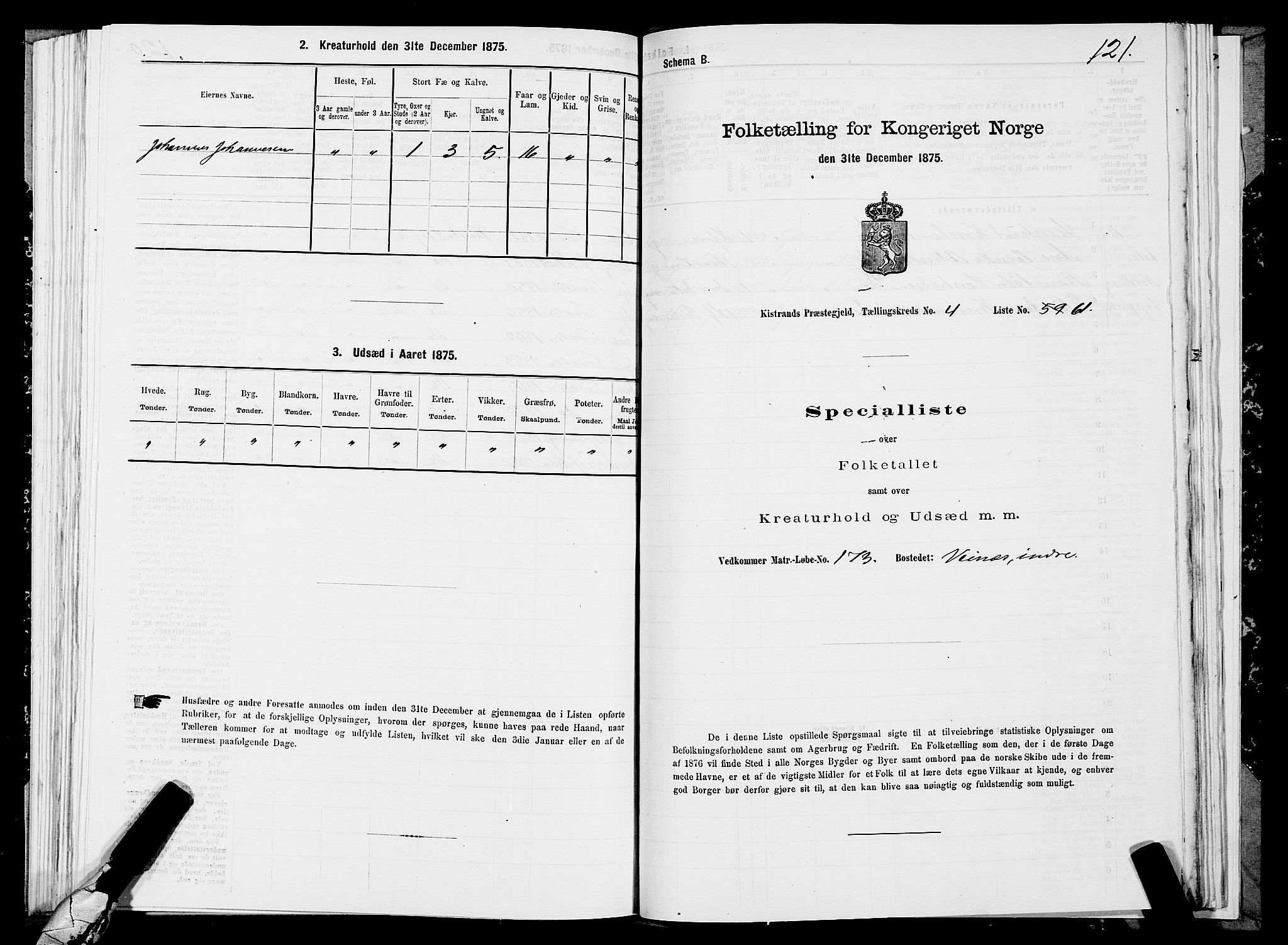 SATØ, 1875 census for 2020P Kistrand, 1875, p. 2121