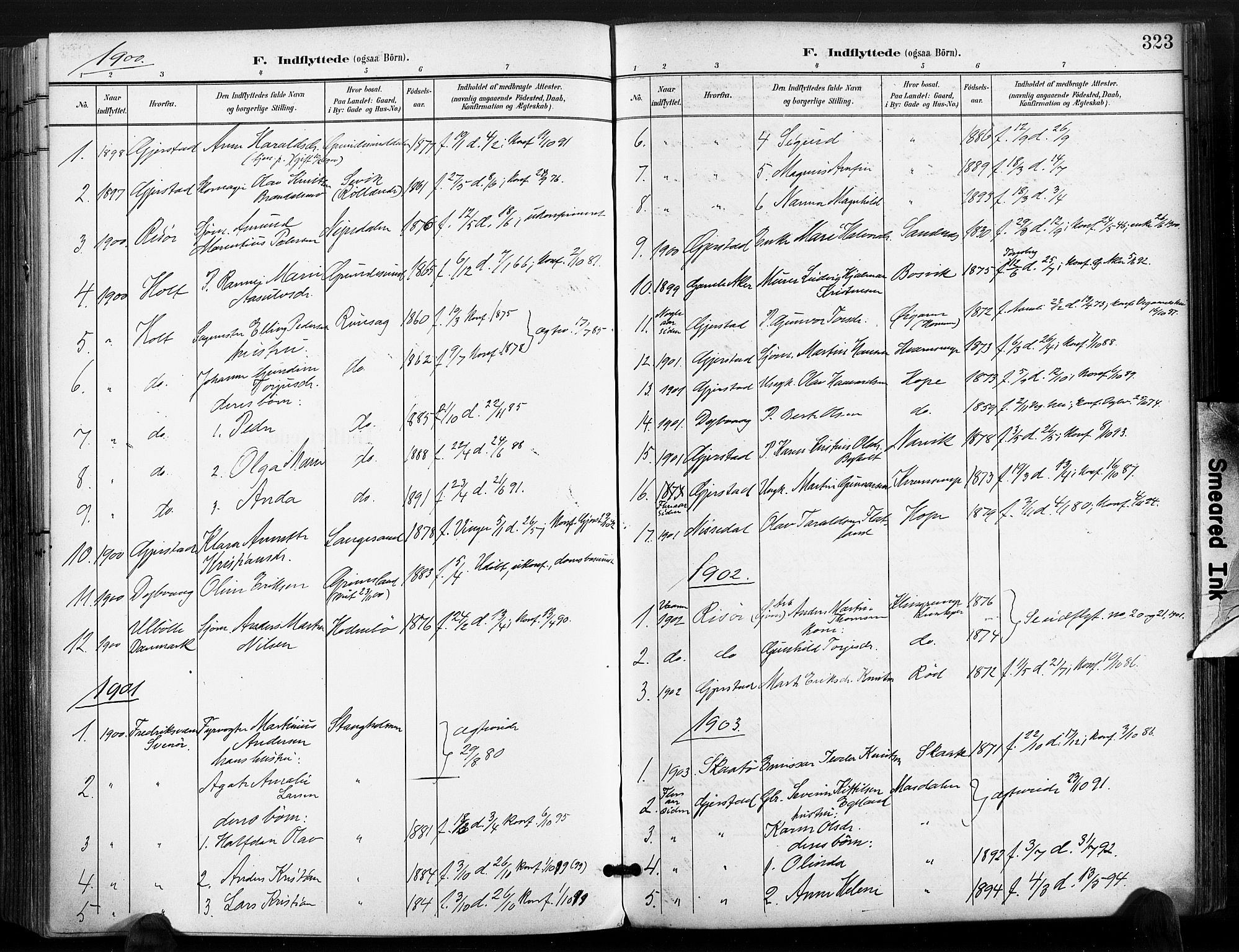 Søndeled sokneprestkontor, AV/SAK-1111-0038/F/Fa/L0006: Parish register (official) no. A 6, 1900-1922, p. 323