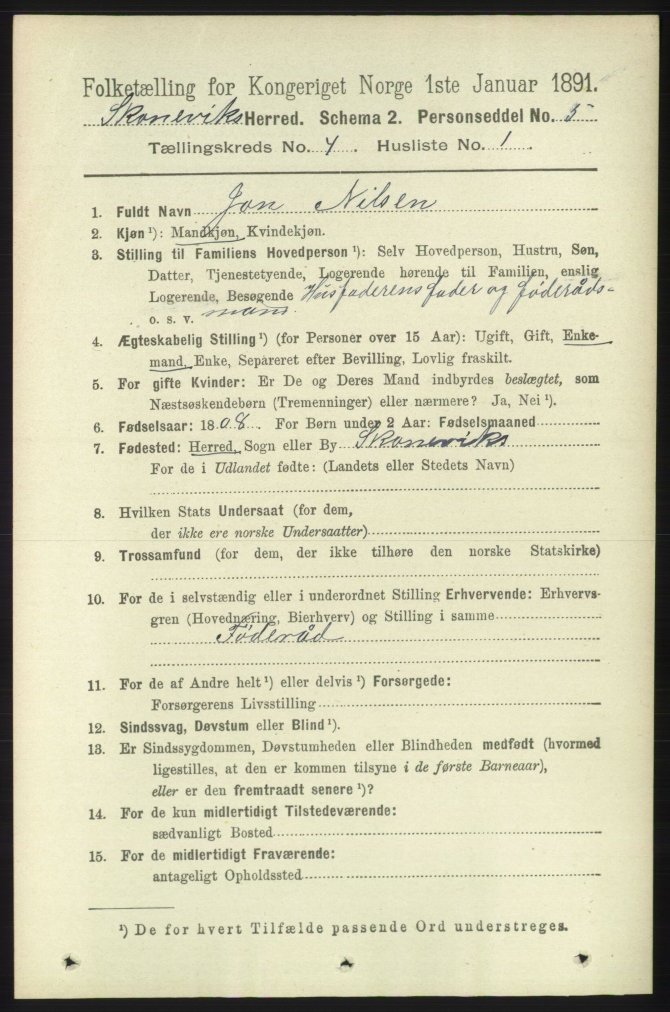 RA, 1891 census for 1212 Skånevik, 1891, p. 846