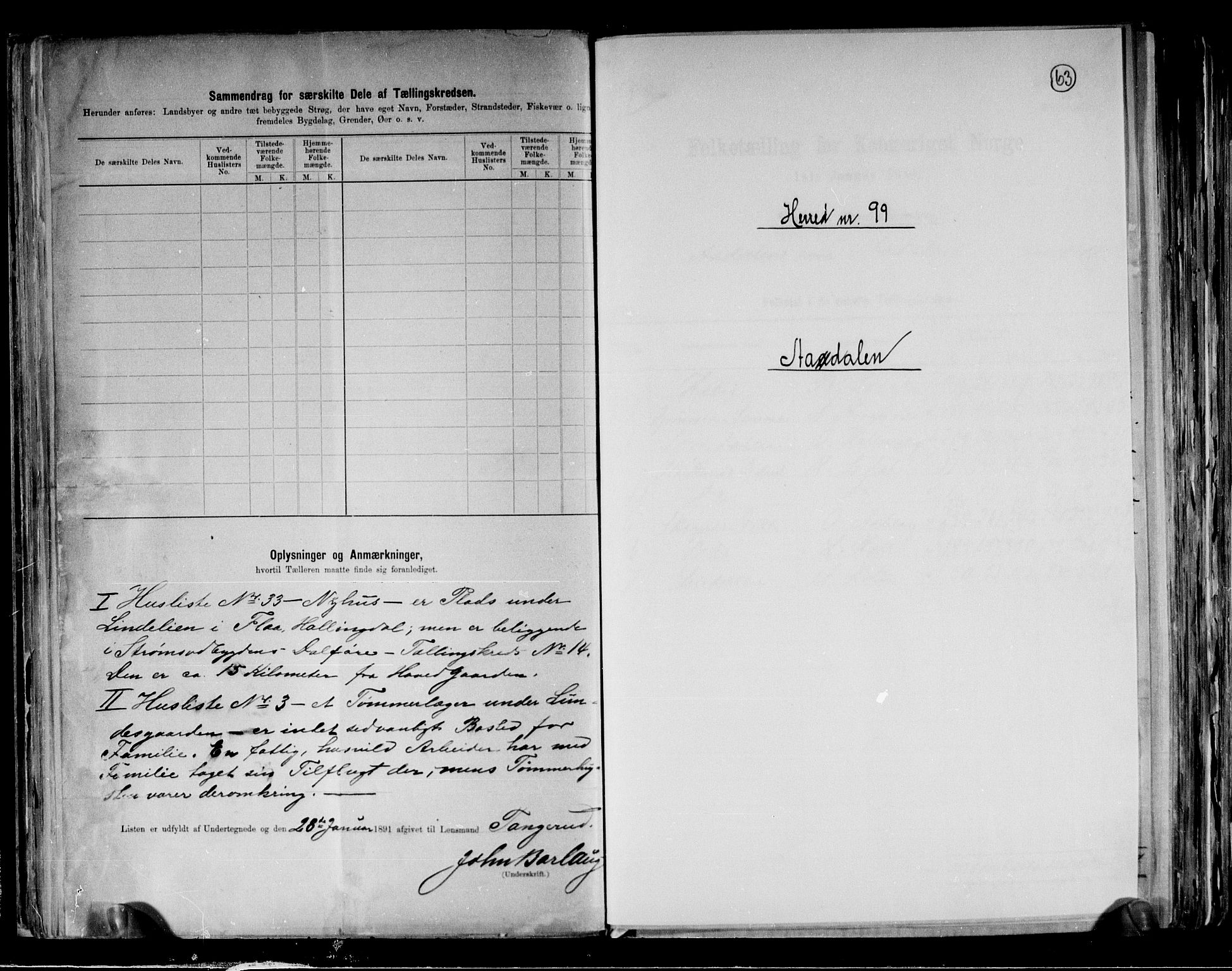 RA, 1891 census for 0614 Ådal, 1891, p. 1