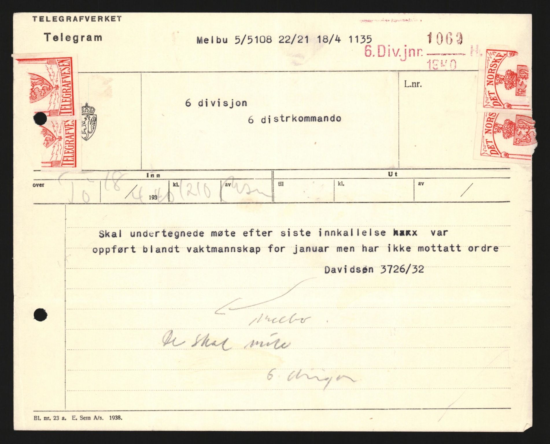 Forsvaret, Forsvarets krigshistoriske avdeling, AV/RA-RAFA-2017/Y/Yb/L0122: II-C-11-600  -  6. Divisjon med avdelinger, 1940, p. 76