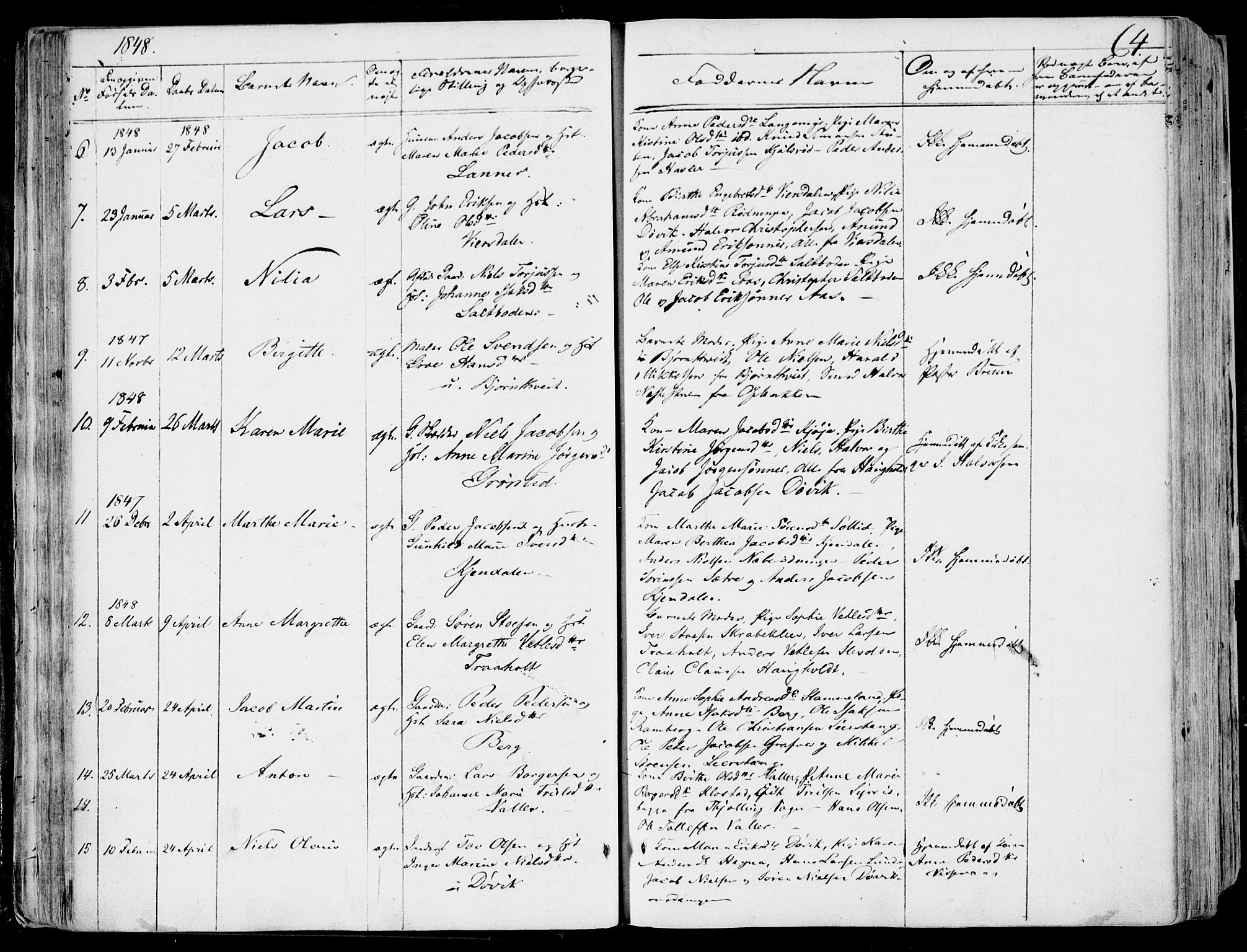 Eidanger kirkebøker, AV/SAKO-A-261/F/Fa/L0008: Parish register (official) no. 8, 1831-1858, p. 64