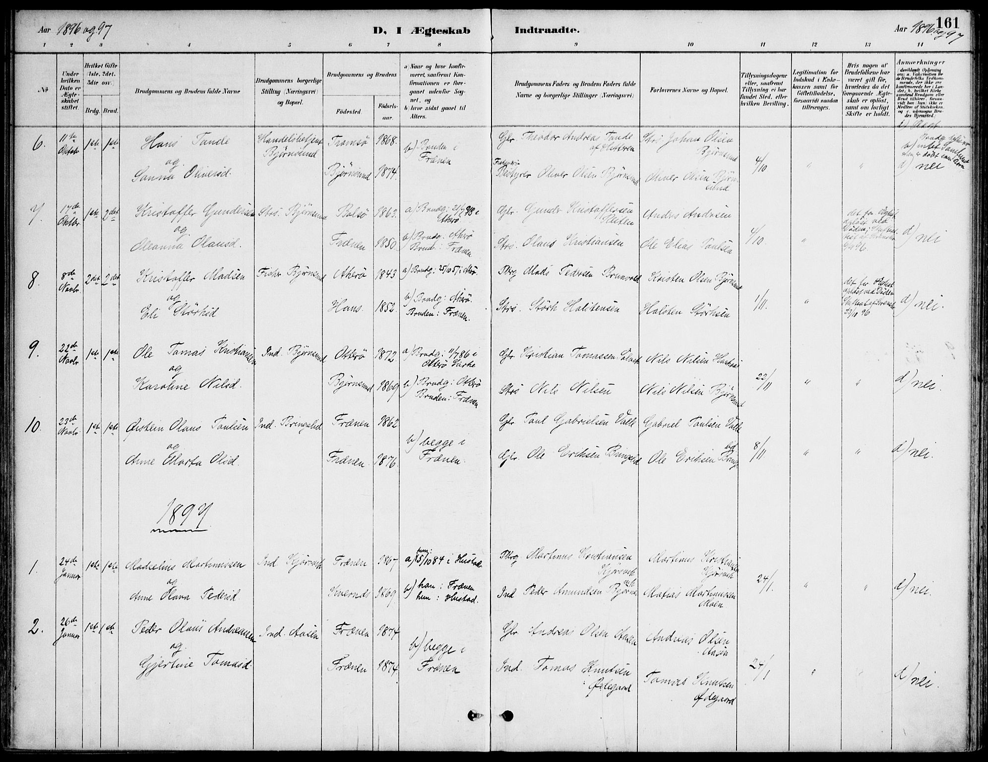 Ministerialprotokoller, klokkerbøker og fødselsregistre - Møre og Romsdal, AV/SAT-A-1454/565/L0750: Parish register (official) no. 565A04, 1887-1905, p. 161