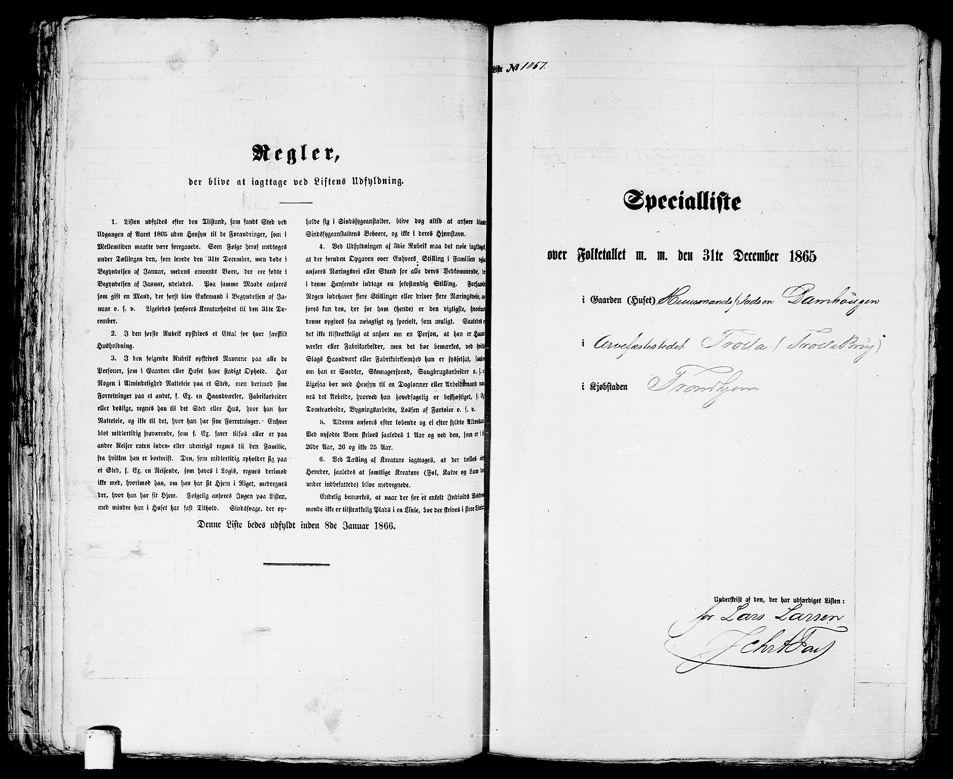 RA, 1865 census for Trondheim, 1865, p. 2195