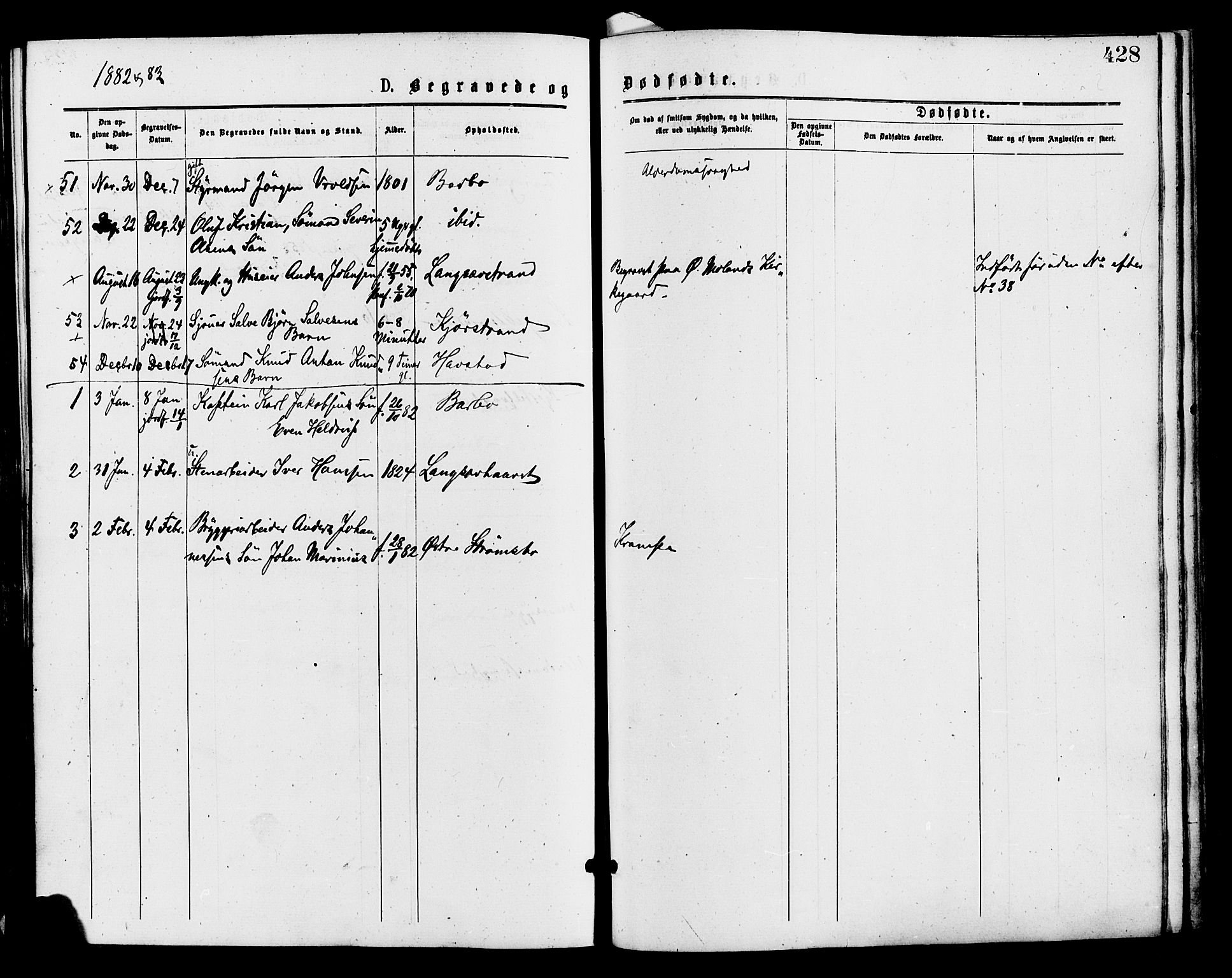 Barbu sokneprestkontor, AV/SAK-1111-0003/F/Fa/L0001: Parish register (official) no. A 1 /1, 1878-1883, p. 428