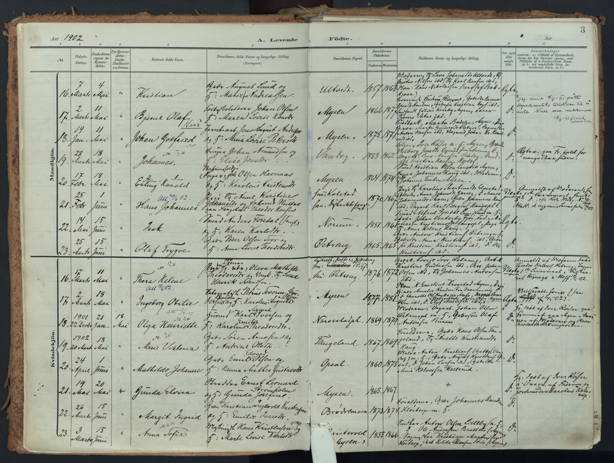 Eidsberg prestekontor Kirkebøker, AV/SAO-A-10905/F/Fa/L0014: Parish register (official) no. I 14, 1902-1919, p. 3
