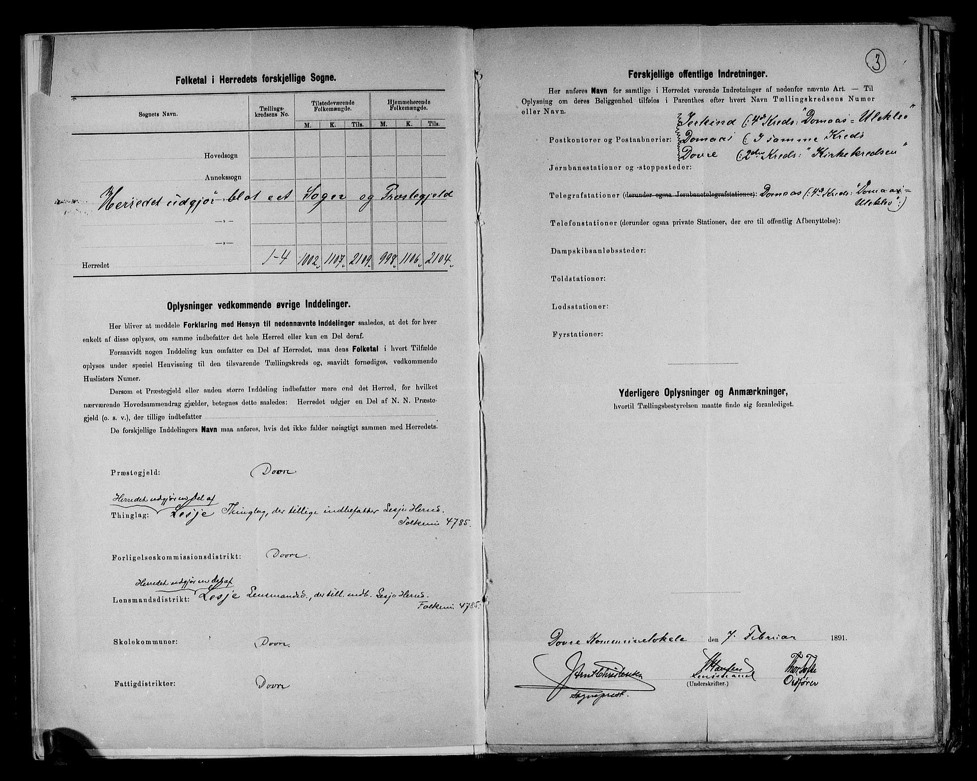 RA, 1891 census for 0511 Dovre, 1891, p. 3