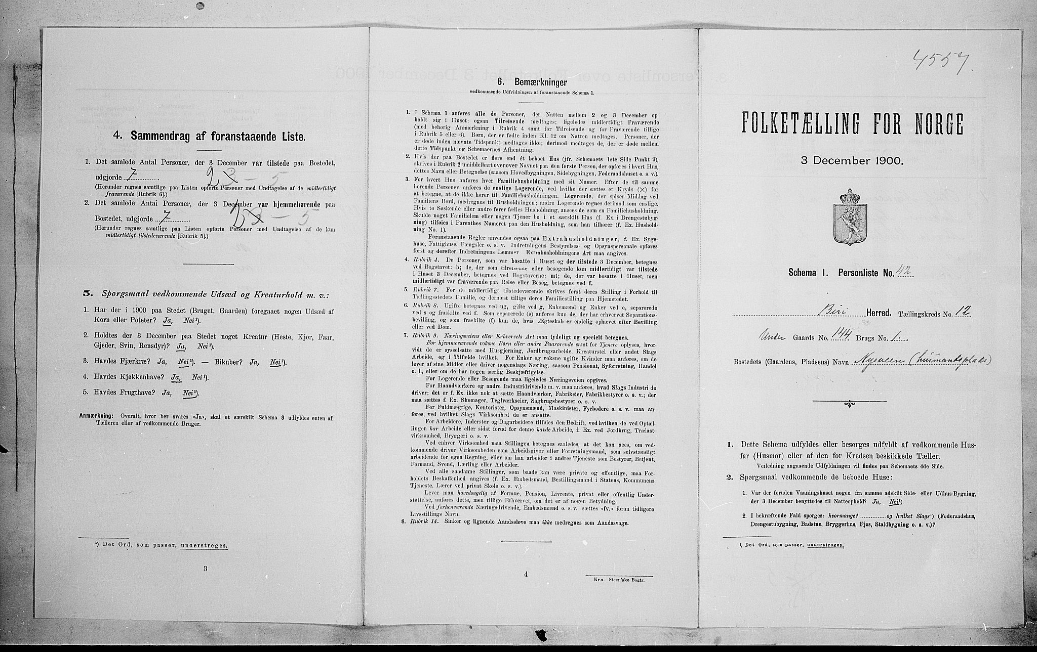 SAH, 1900 census for Biri, 1900, p. 1524