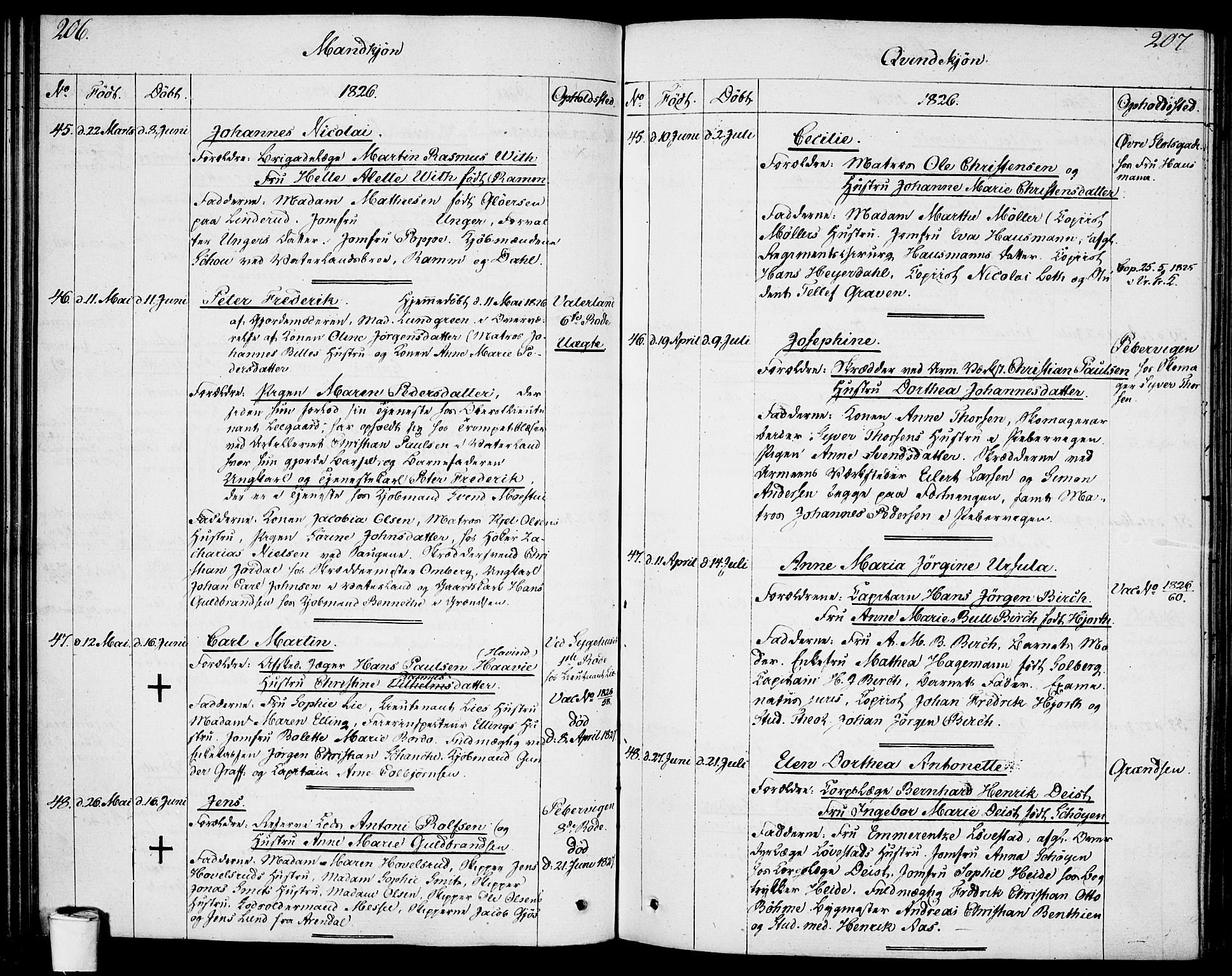 Garnisonsmenigheten Kirkebøker, SAO/A-10846/F/Fa/L0004: Parish register (official) no. 4, 1820-1828, p. 206-207