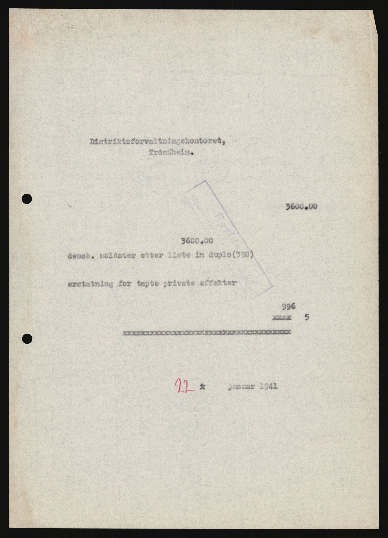 Justisdepartementet, Oppgjørsavdelingen, AV/RA-S-1056/G/Ga/L0005: Anvisningsliste nr. 385-388, 390-410, 662-725, 728-732, 736-740 og 1106-1140 over utbetalte effektsaker, 1940-1942, p. 75