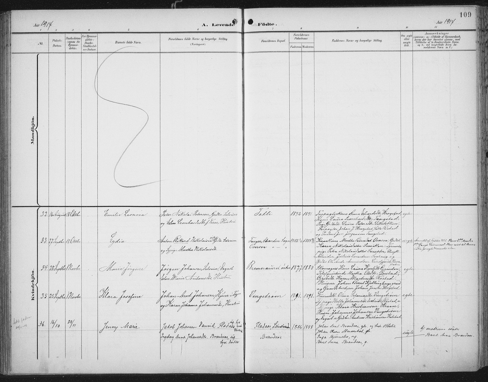 Ministerialprotokoller, klokkerbøker og fødselsregistre - Nord-Trøndelag, SAT/A-1458/701/L0011: Parish register (official) no. 701A11, 1899-1915, p. 109