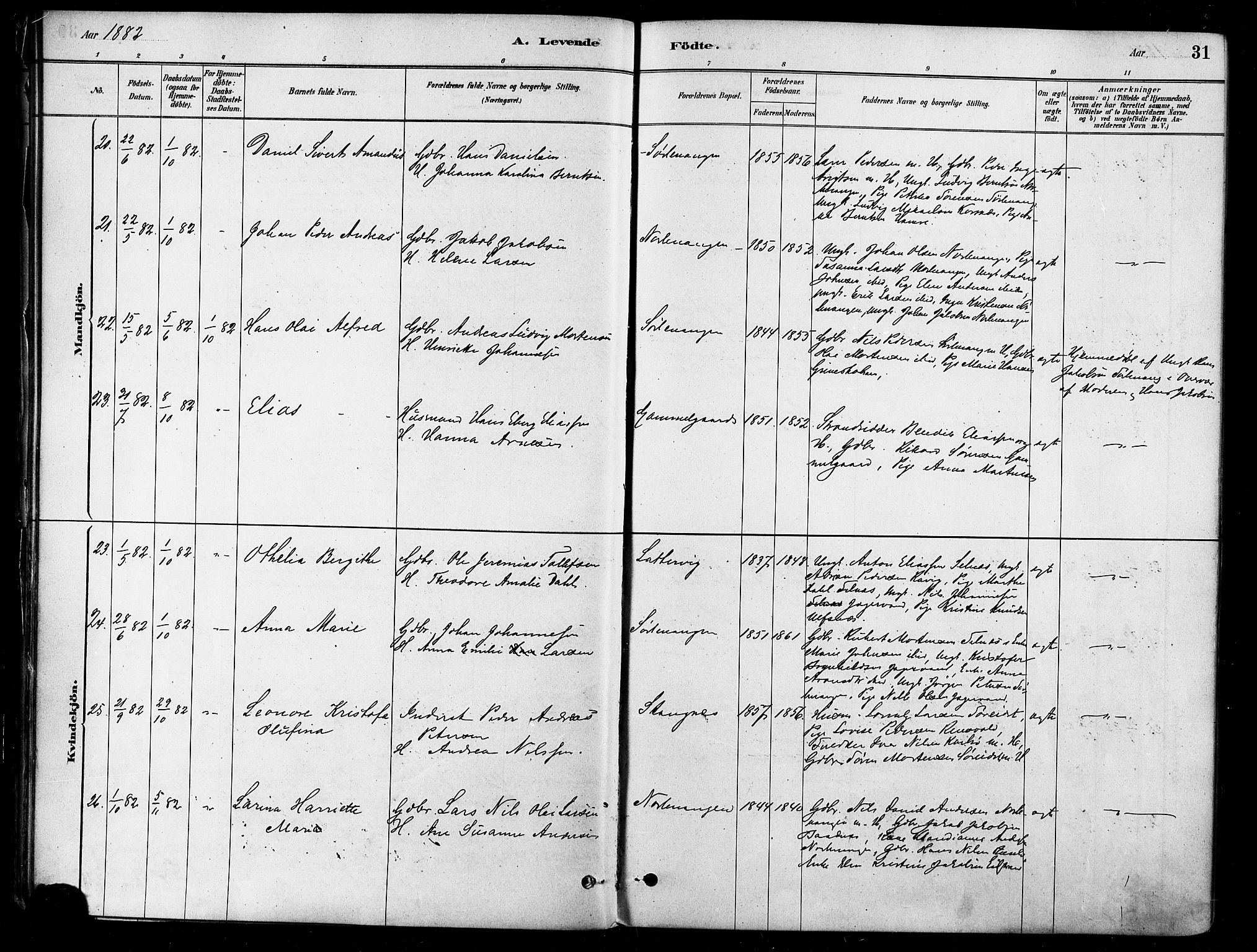 Karlsøy sokneprestembete, SATØ/S-1299/H/Ha/Haa/L0006kirke: Parish register (official) no. 6, 1879-1890, p. 31