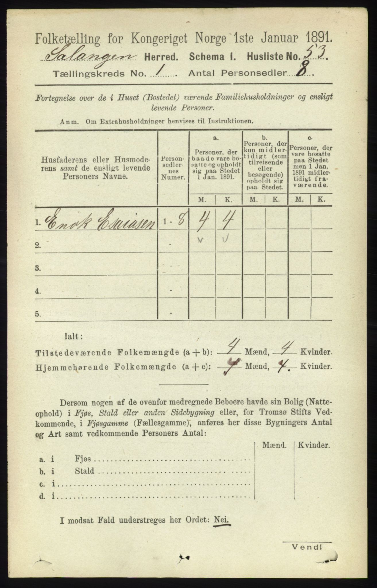 RA, 1891 census for 1921 Salangen, 1891, p. 66