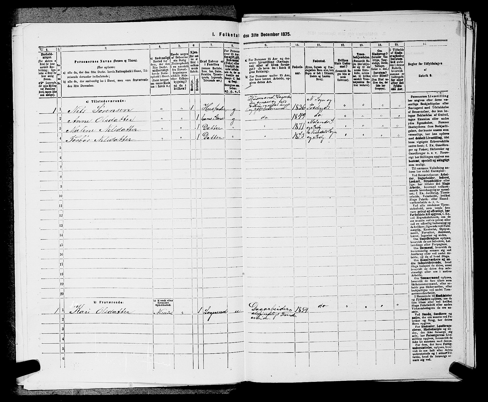 SAKO, 1875 census for 0830P Nissedal, 1875, p. 288