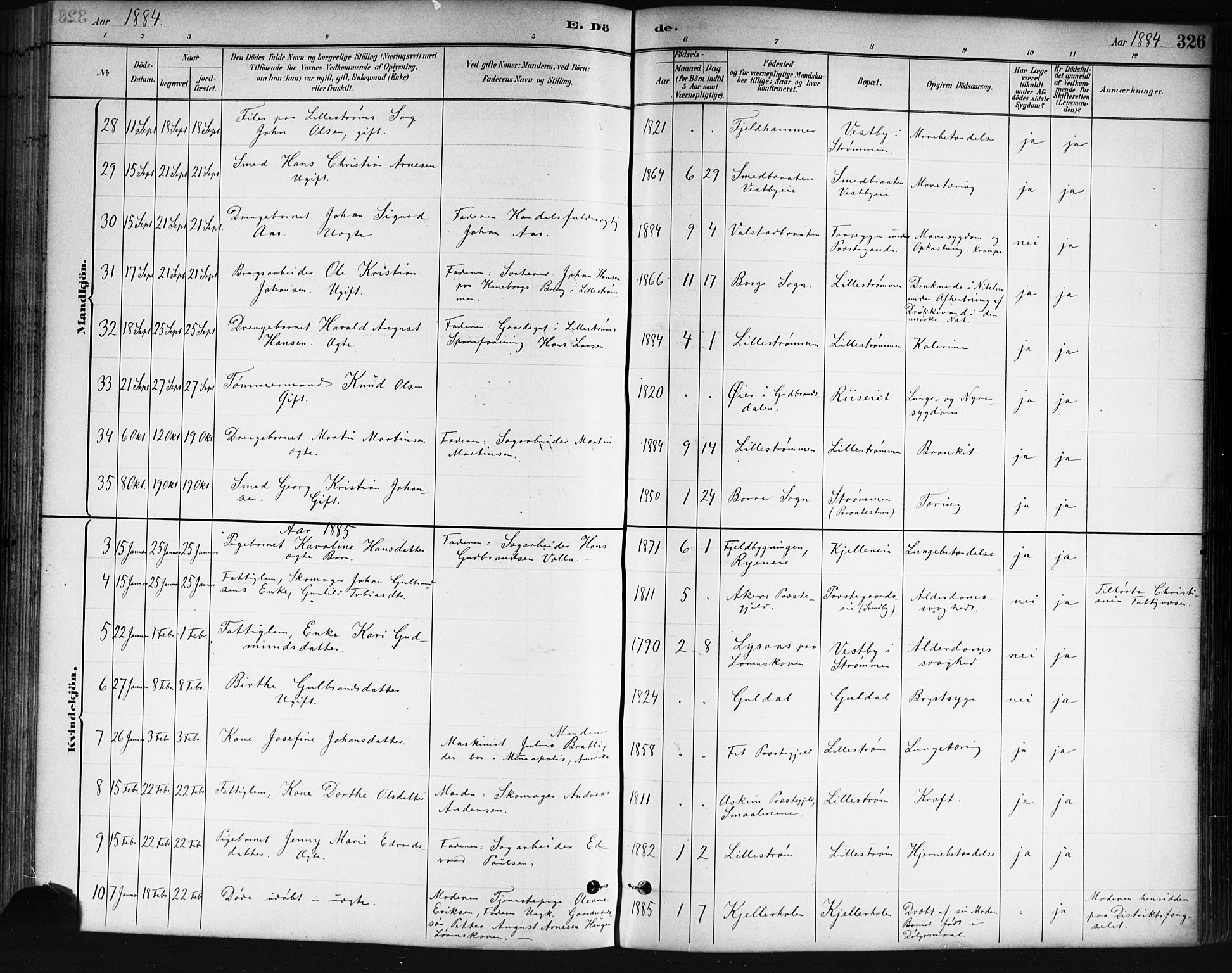 Skedsmo prestekontor Kirkebøker, SAO/A-10033a/G/Ga/L0004: Parish register (copy) no. I 4, 1883-1895, p. 326