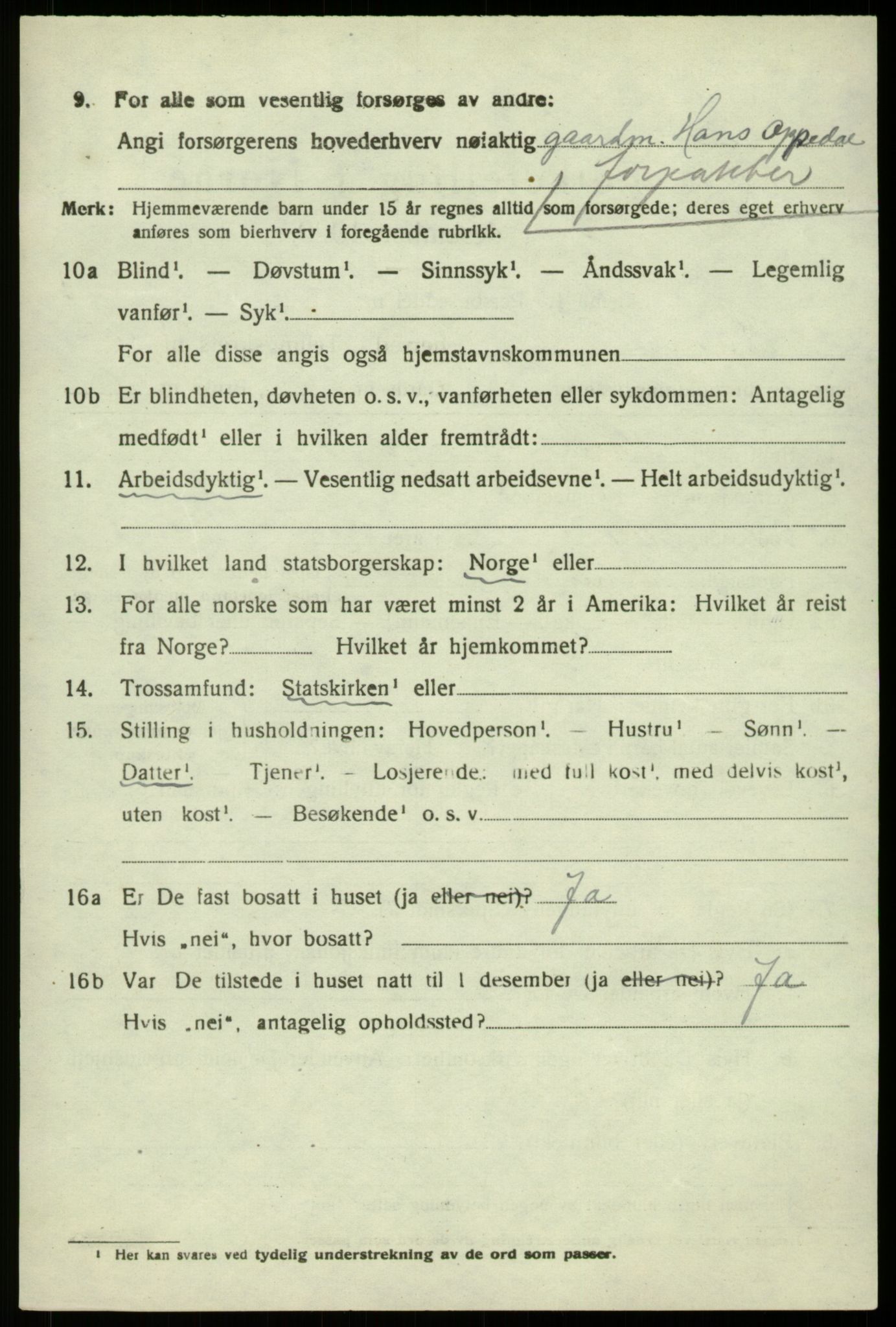 SAB, 1920 census for Hamre, 1920, p. 6252